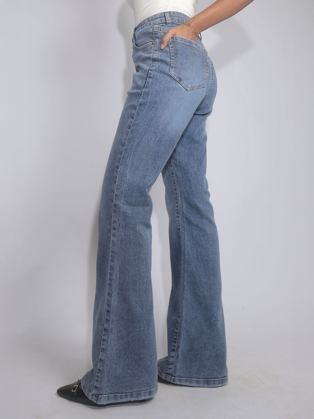Stormy Blue Washed Bootcut Jeans