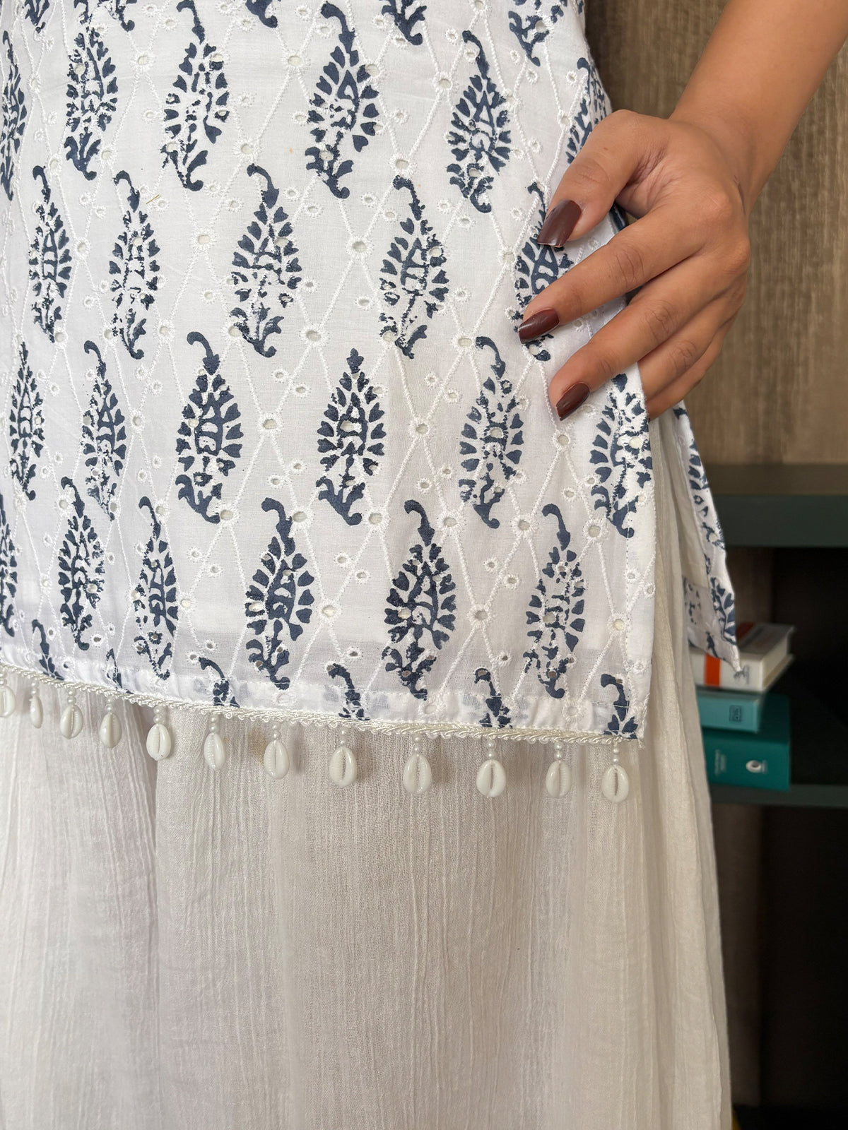 Saba Noodle Strap Shell Lace Kurti