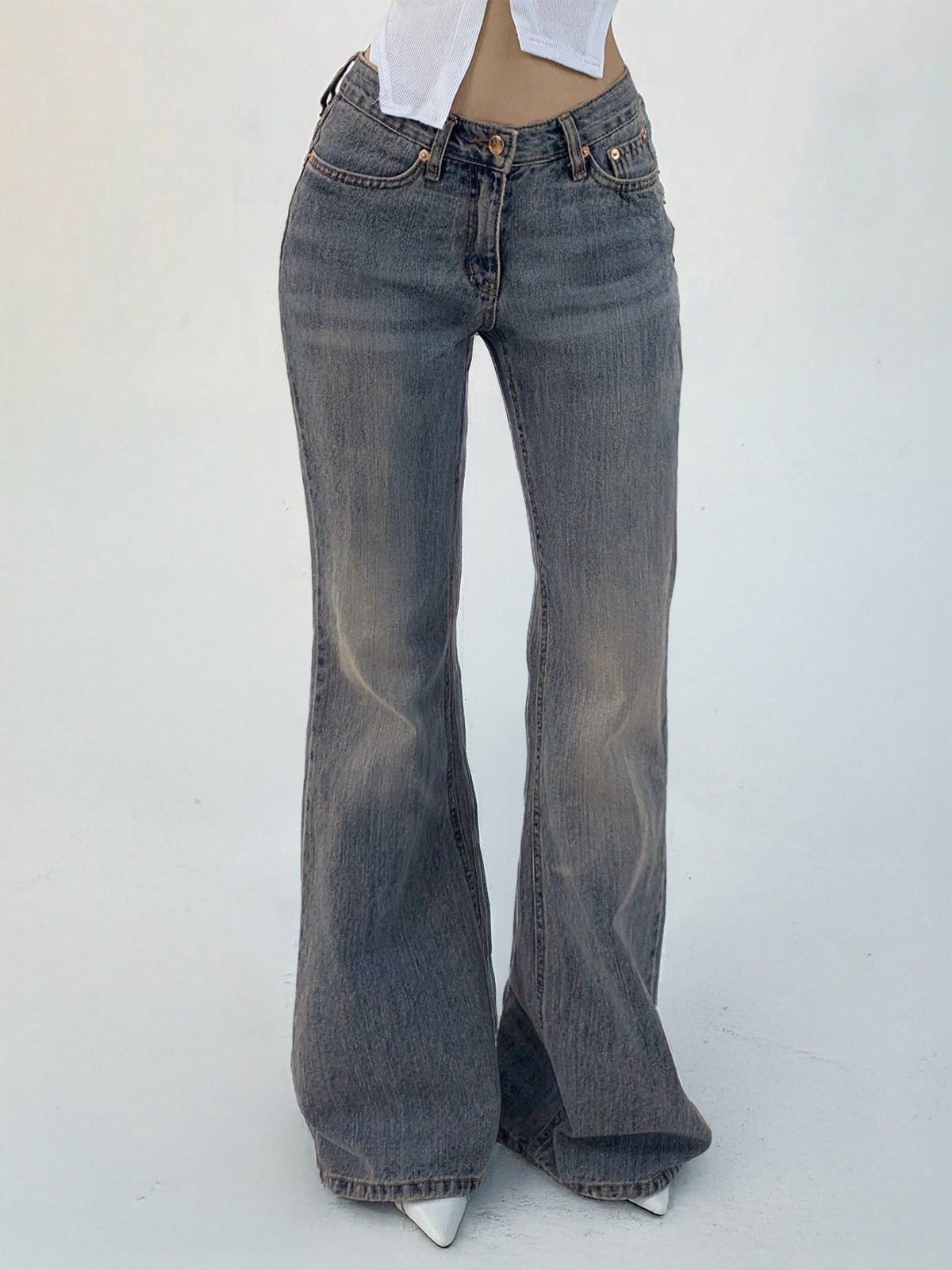Ash Blue Tinted Y2K Bootcut Jeans