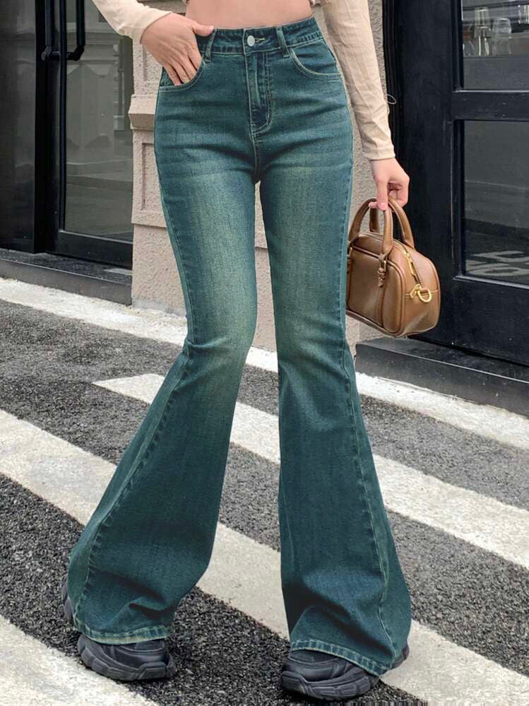 Celestial Green Tinted Y2K Bootcut Jeans
