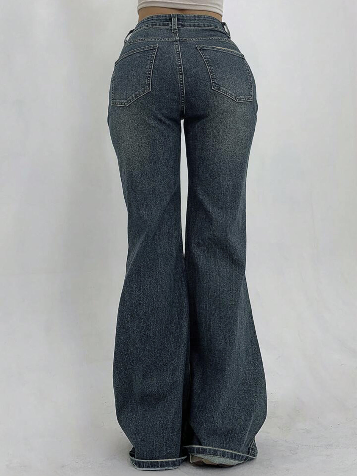 Stardust Blue Tinted Y2K Bootcut Jeans