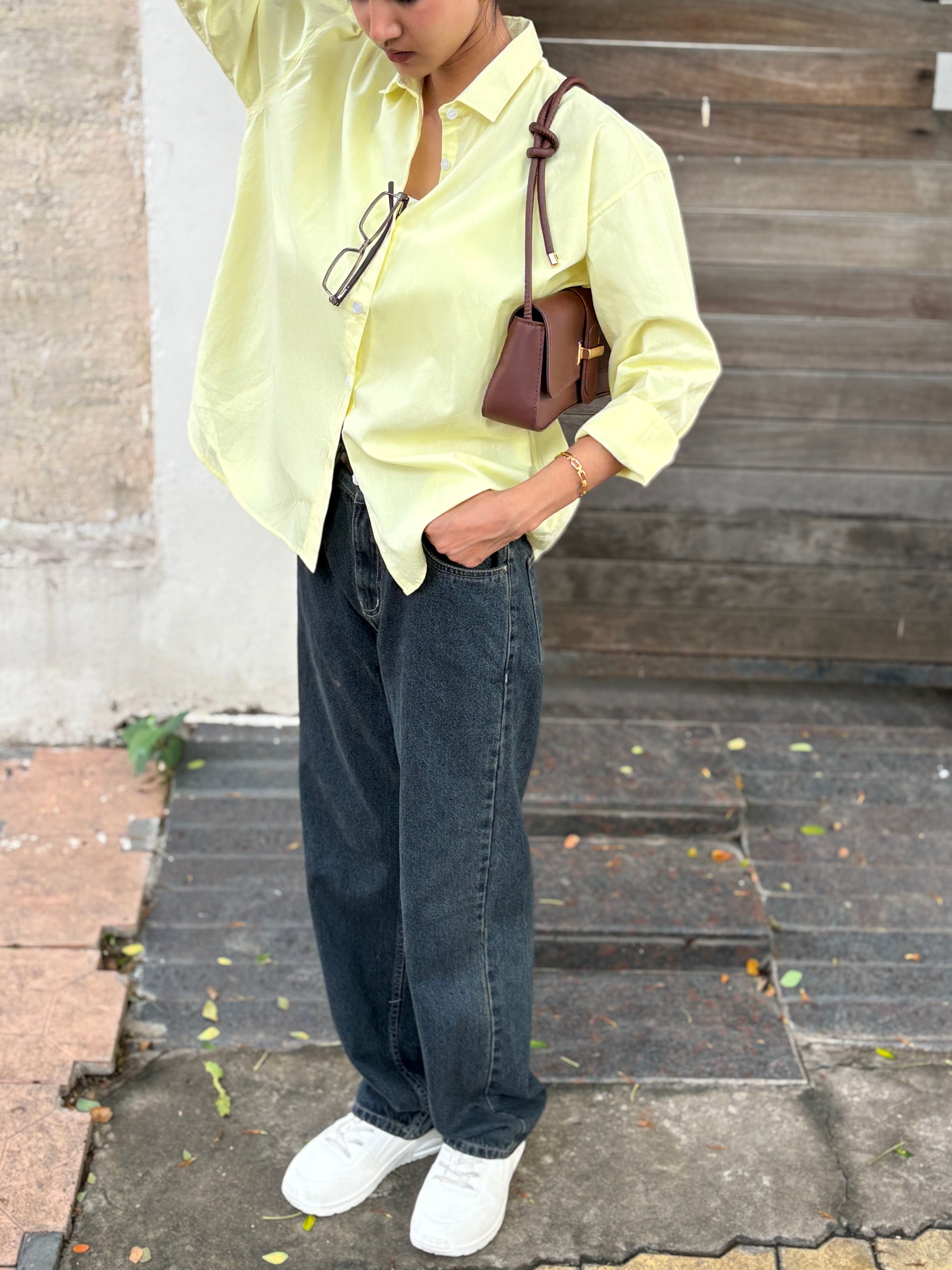 Butter Yellow Oversized Poplin Shirt