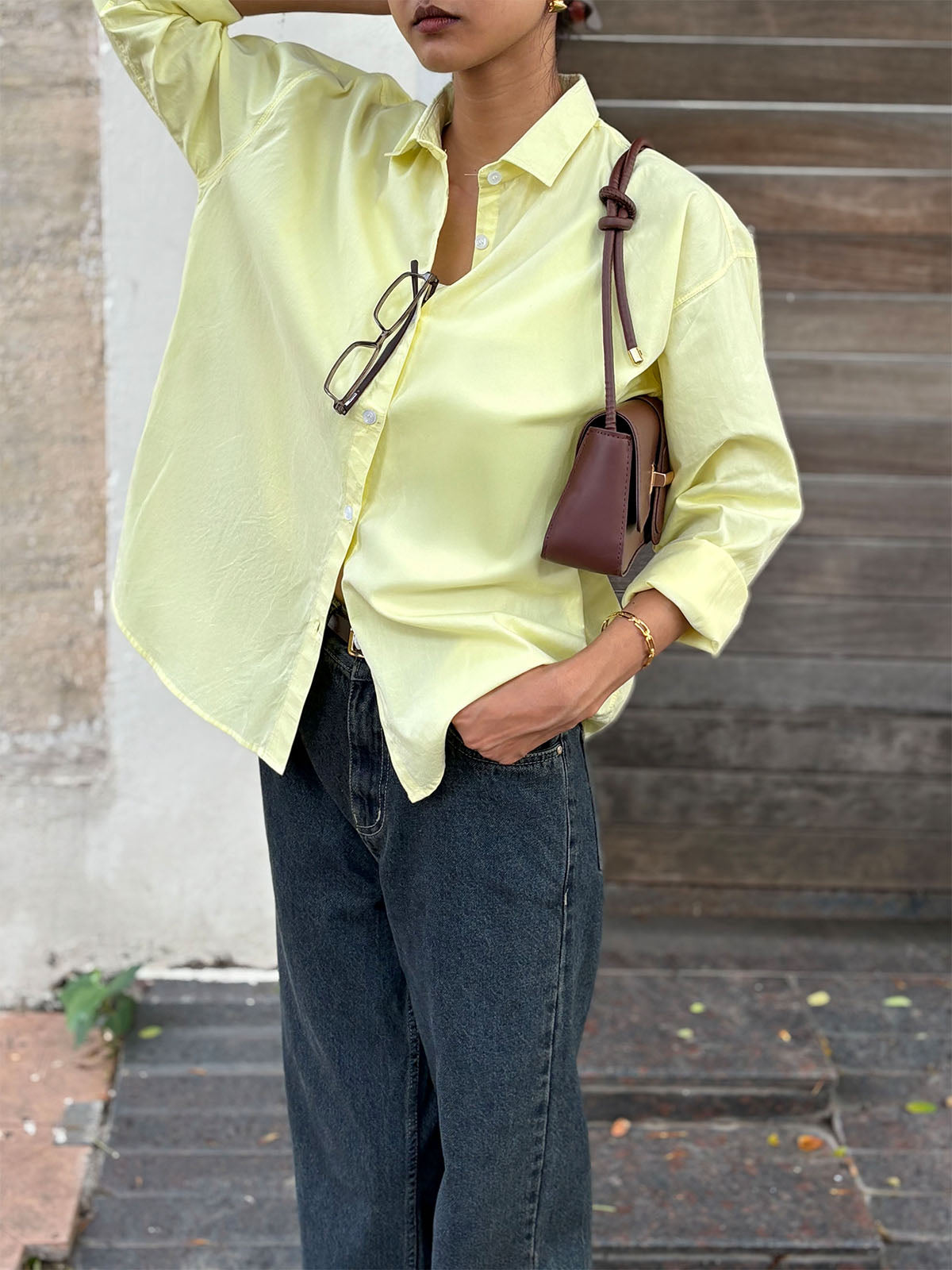 Butter Yellow Oversized Poplin Shirt