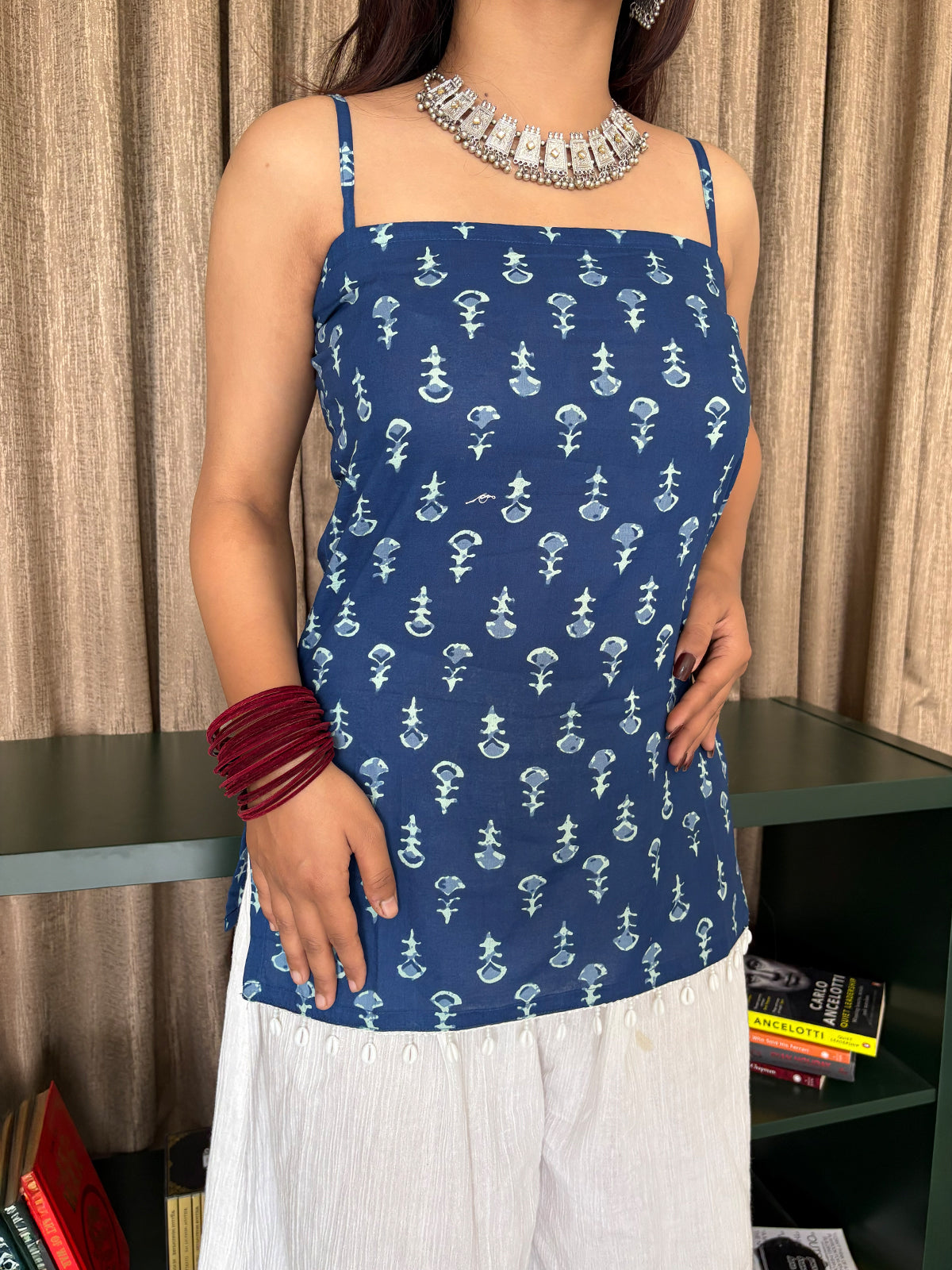 Naina Noodle Strap Shell Lace Kurti