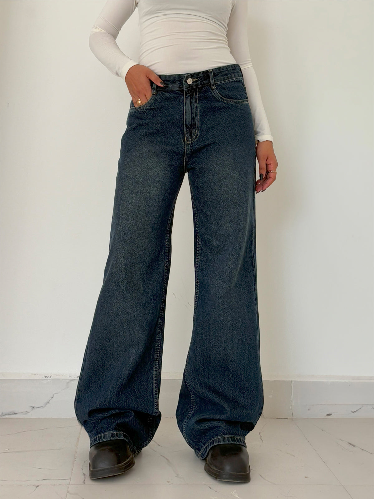 Vintage Cosmic Blue Wide Leg Jeans
