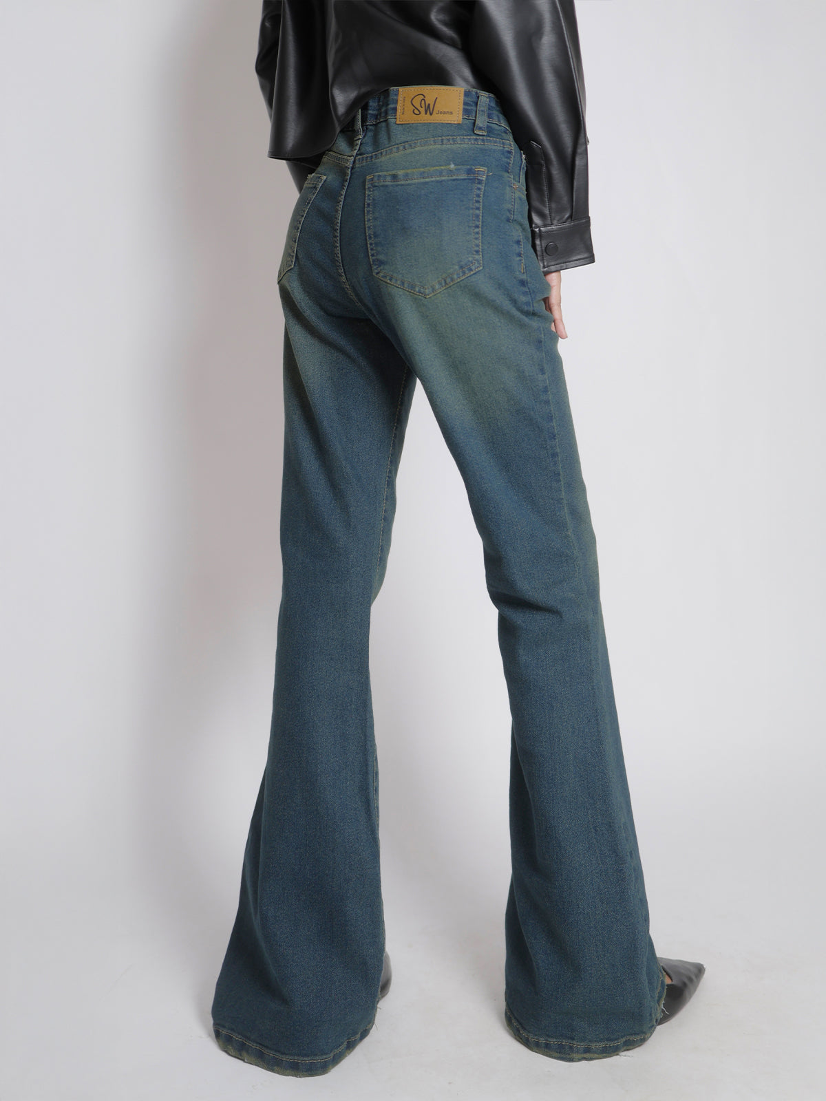 Celestial Green Tinted Y2K Bootcut Jeans
