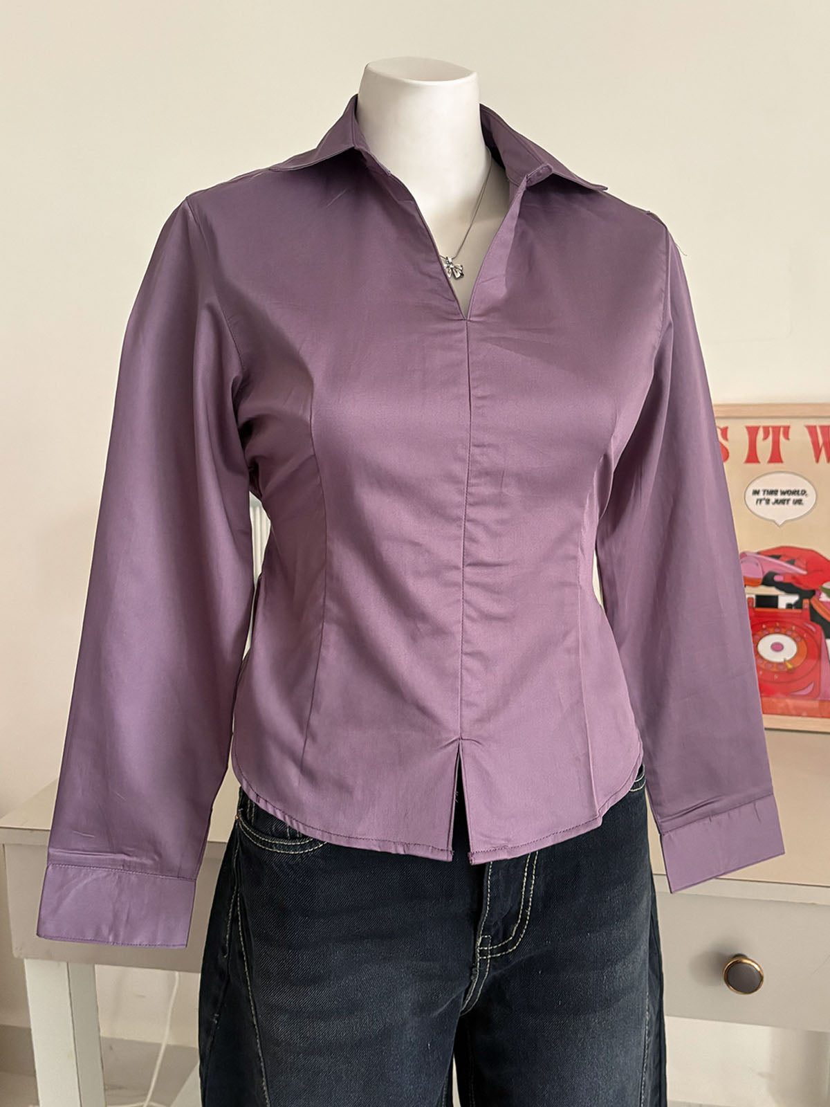 Dusty Mauve Corset Fitted Shirt