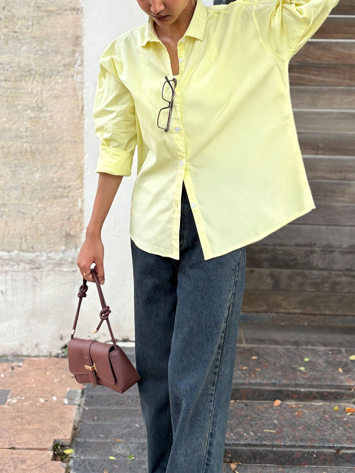 Butter Yellow Oversized Poplin Shirt