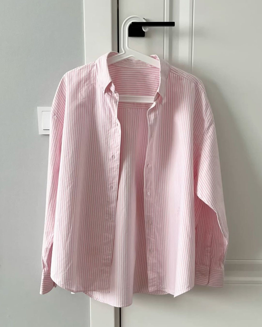 Soft Pink Striped Drop Shoulder Shirt