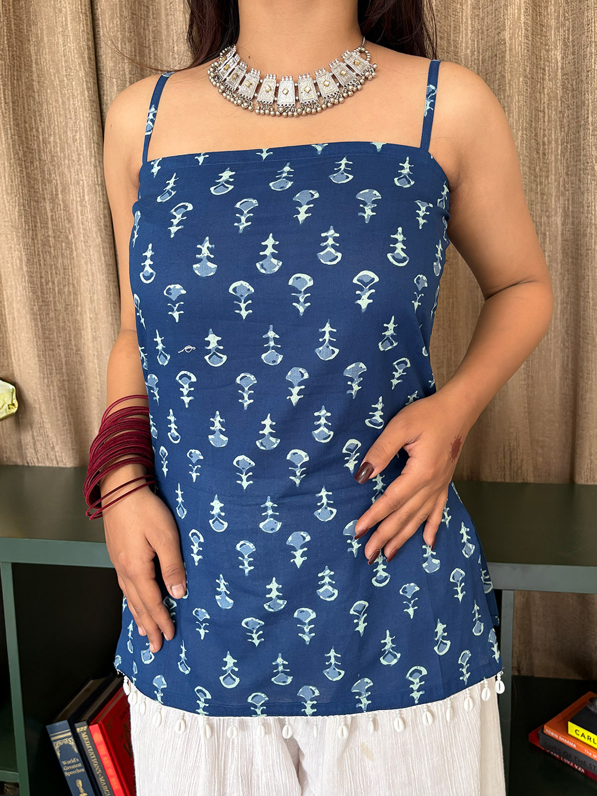 Naina Noodle Strap Shell Lace Kurti