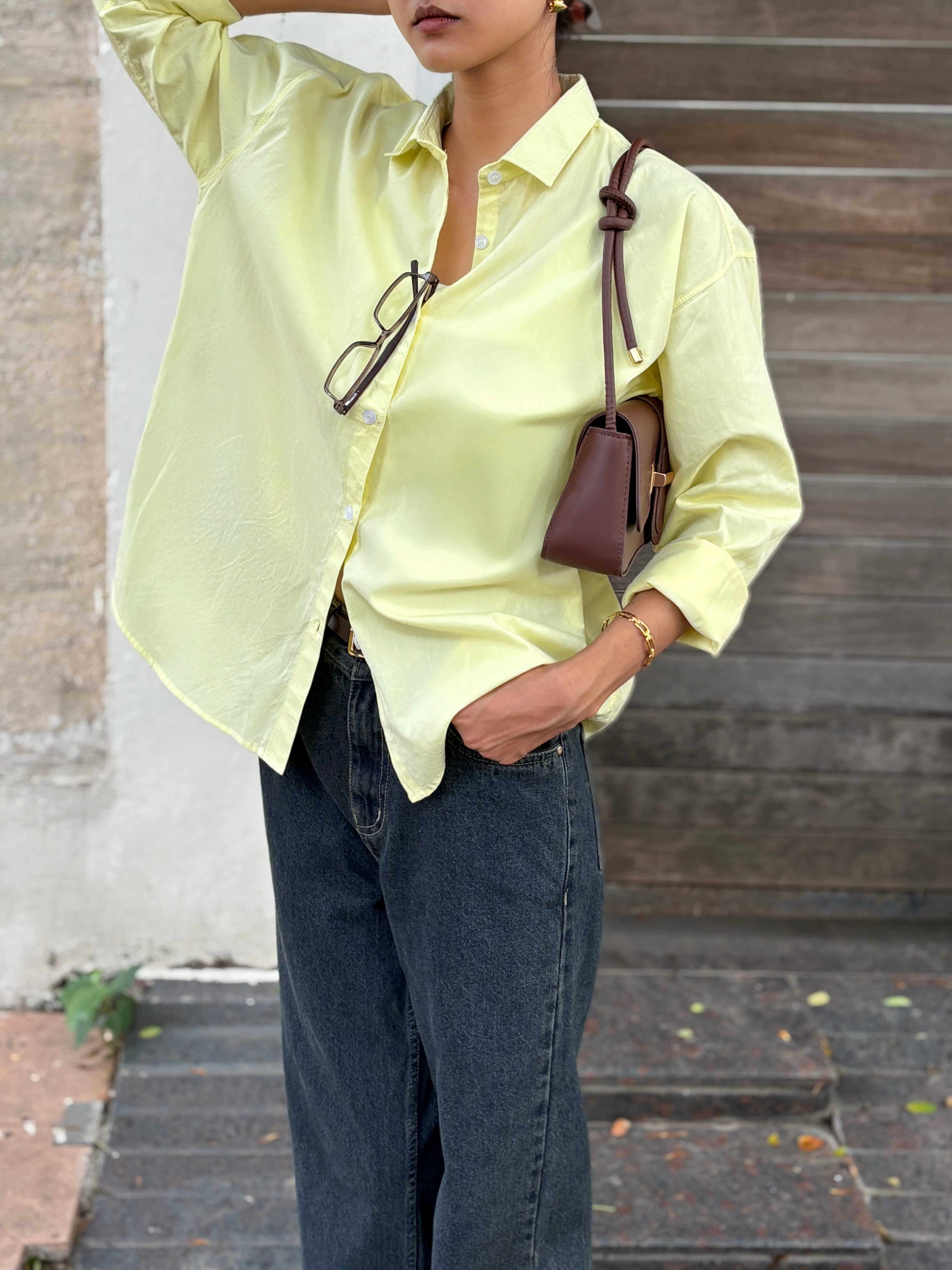 Butter Yellow Oversized Poplin Shirt