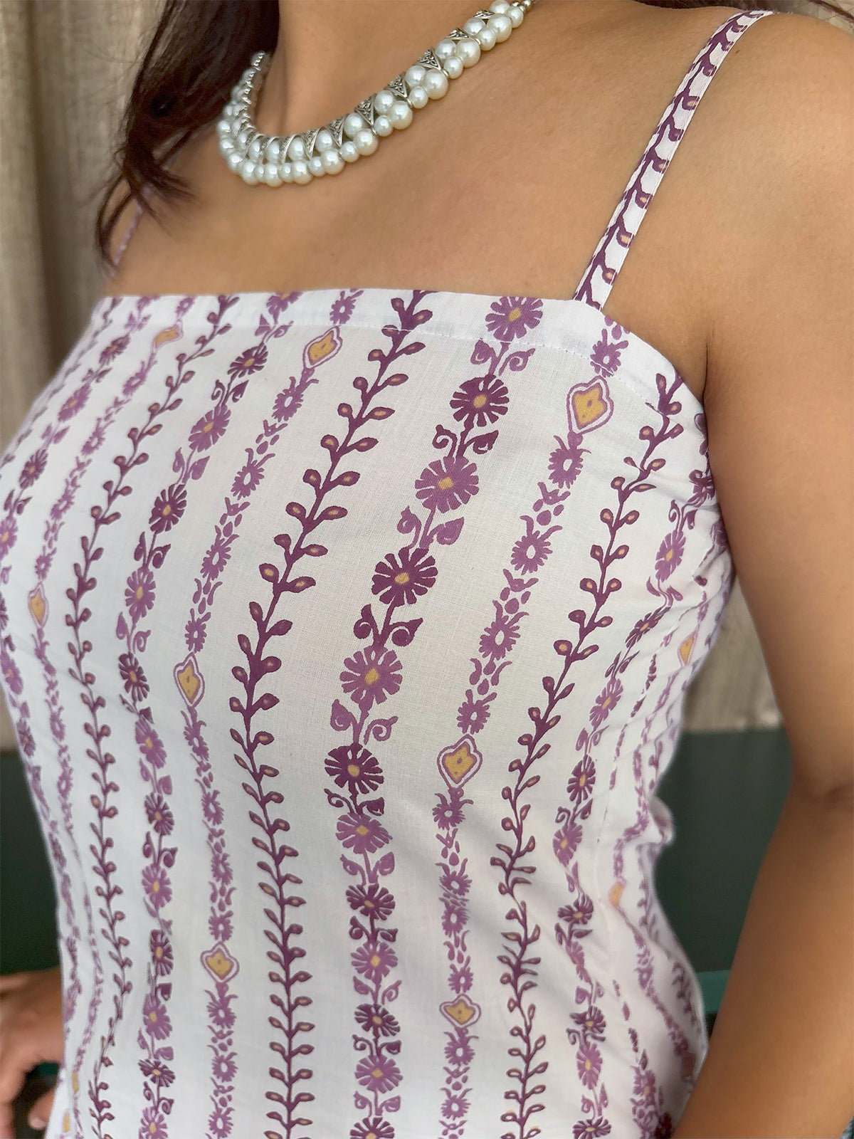 Meher Noodle Strap Shell Lace Kurti