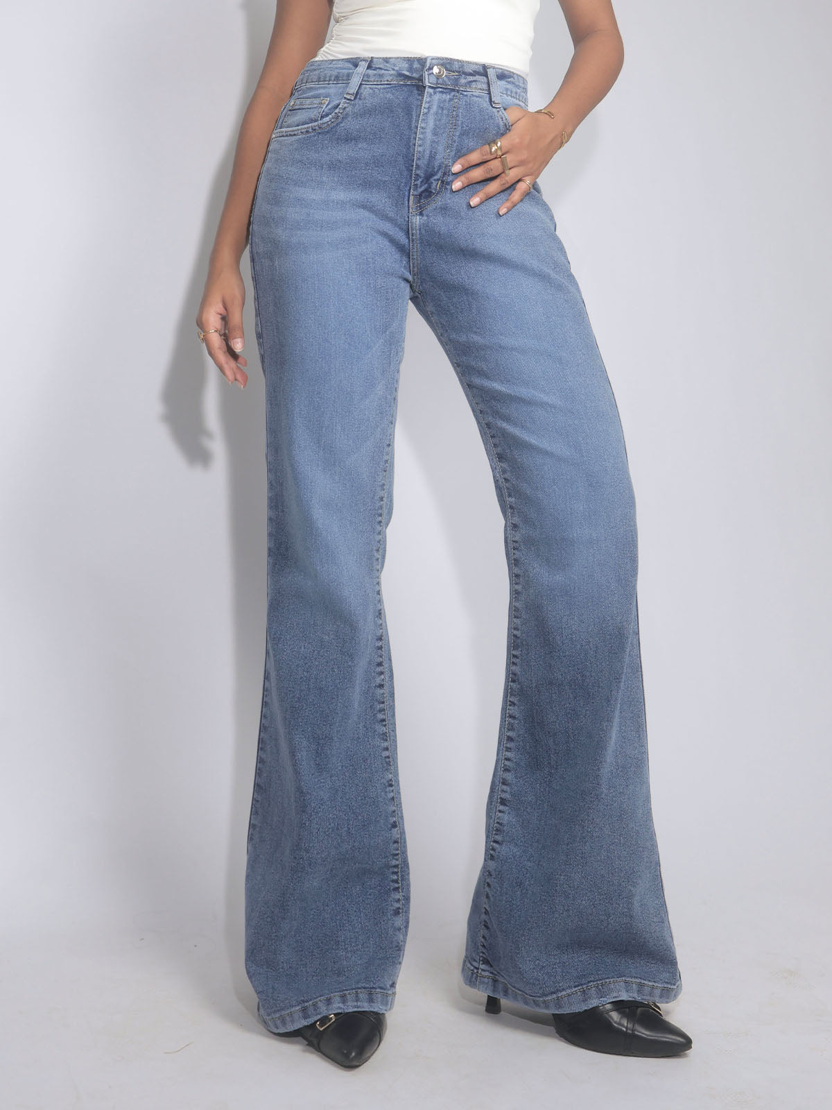 Stormy Blue Washed Bootcut Jeans