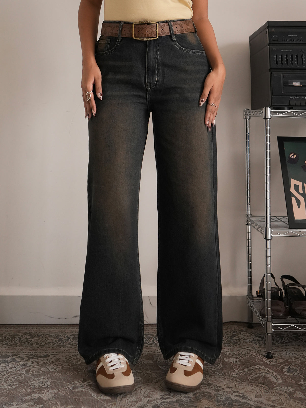 Rusty Blue Dirty Wash Straight Leg Jeans