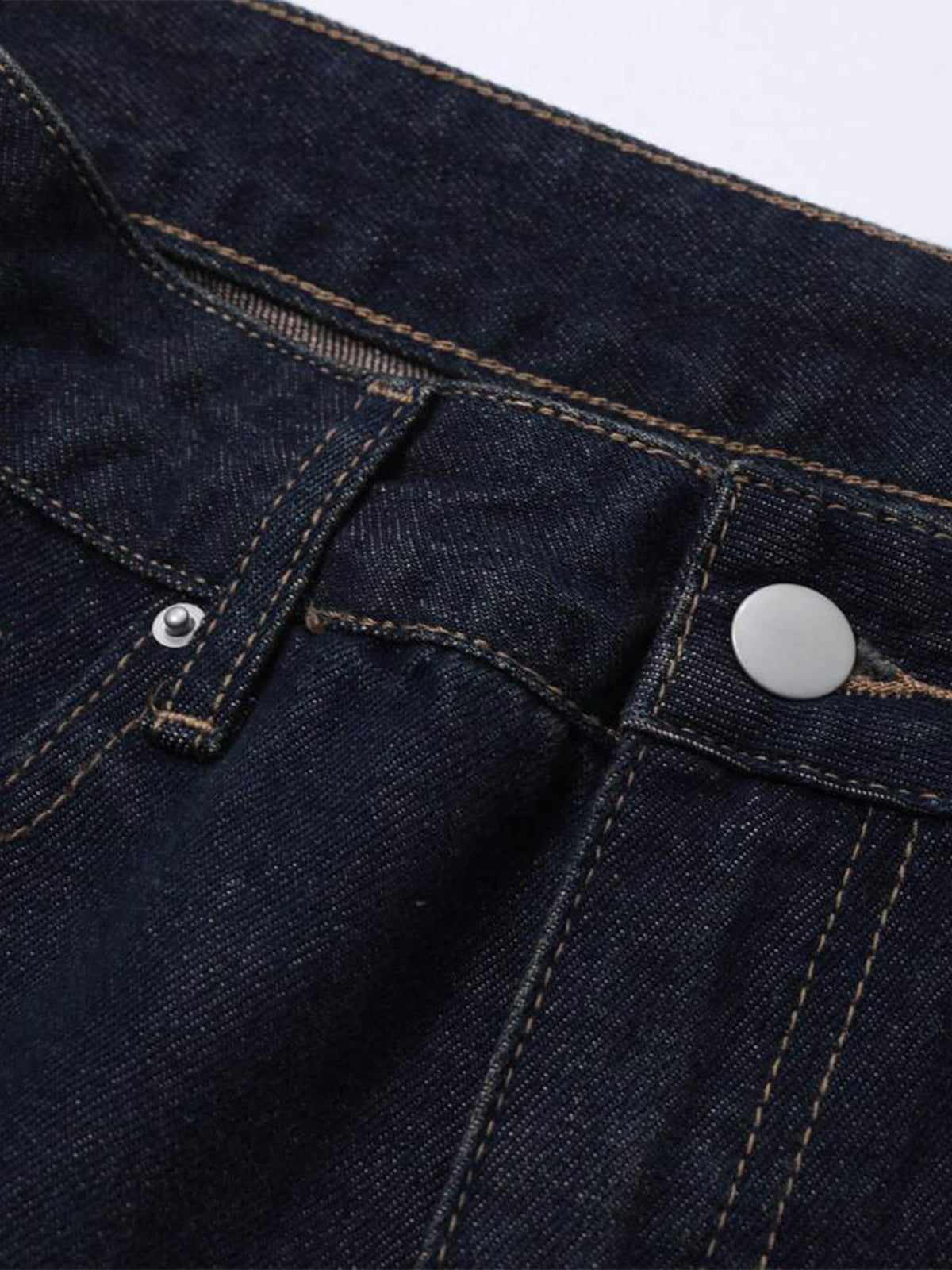 Contrast Stitch Indigo Blue Straight Fit Jeans