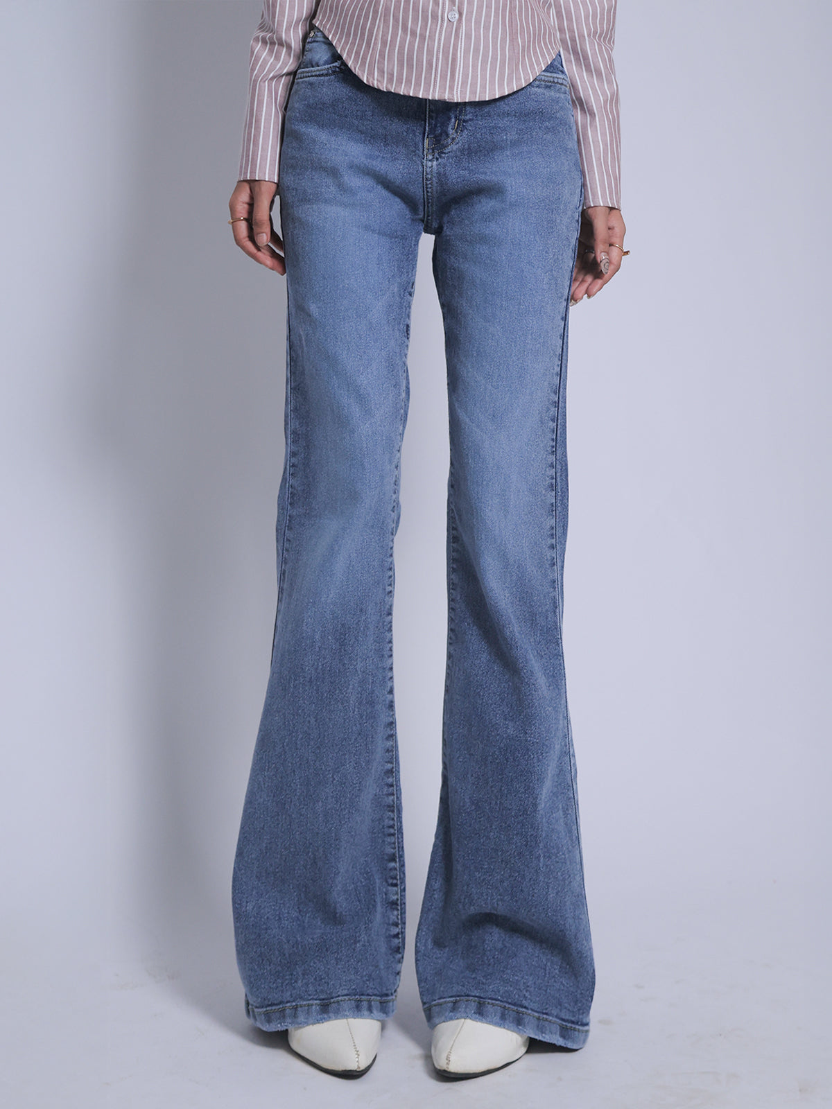 Stormy Blue Washed Bootcut Jeans