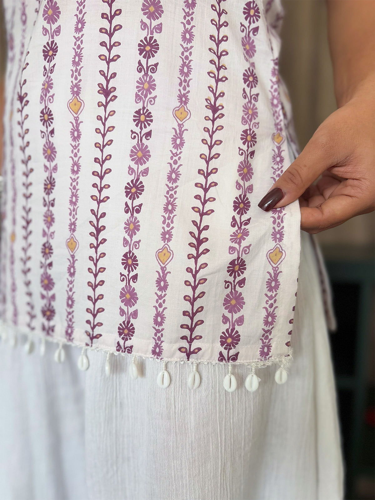 Meher Noodle Strap Shell Lace Kurti