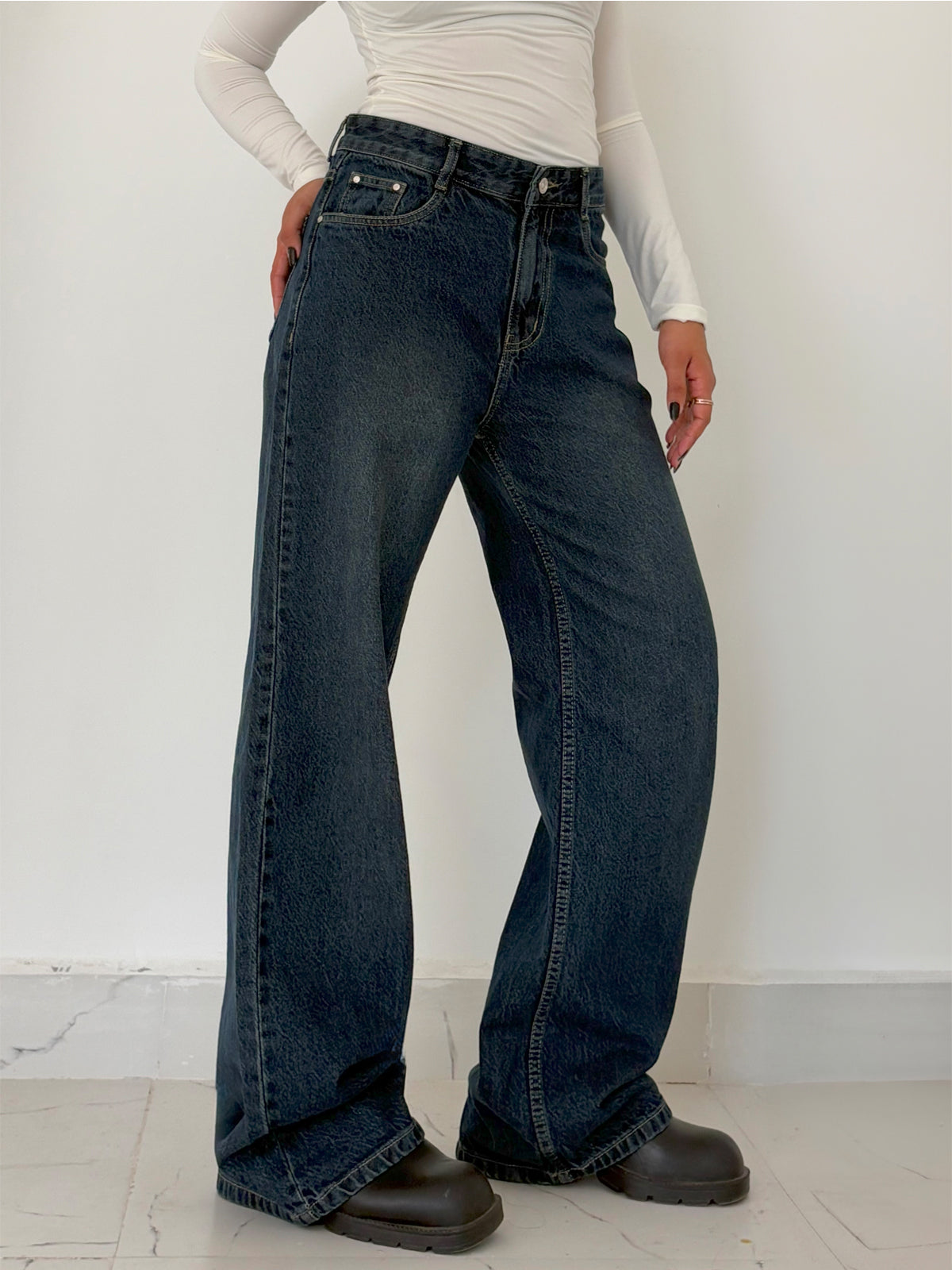 Vintage Cosmic Blue Wide Leg Jeans