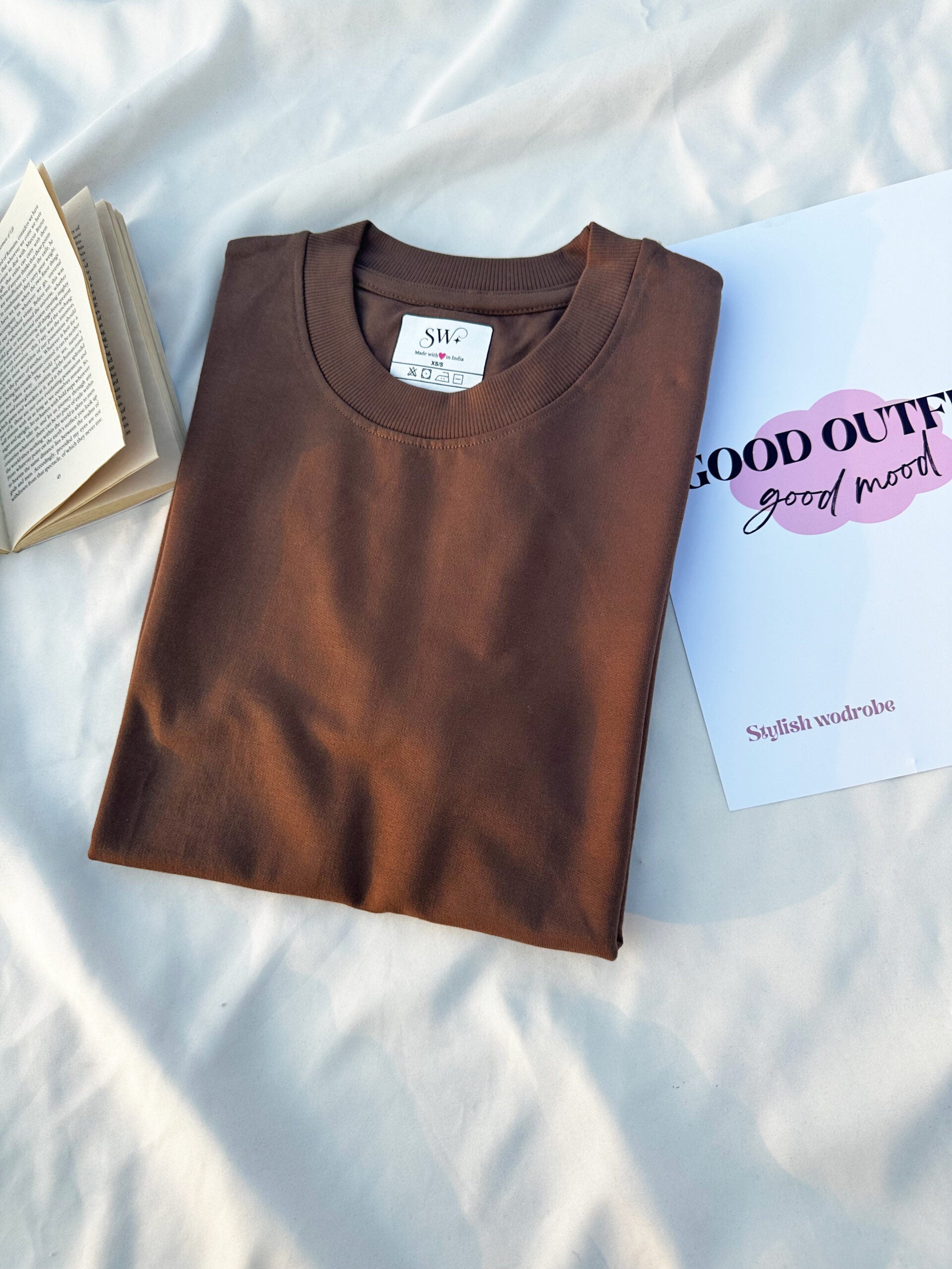 Coffee Oversized Drop Shoulder T-shirt