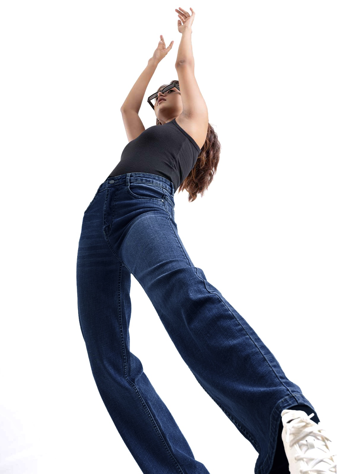 Premium Midnight Blue Whisker Stretchable Straight Leg Jeans