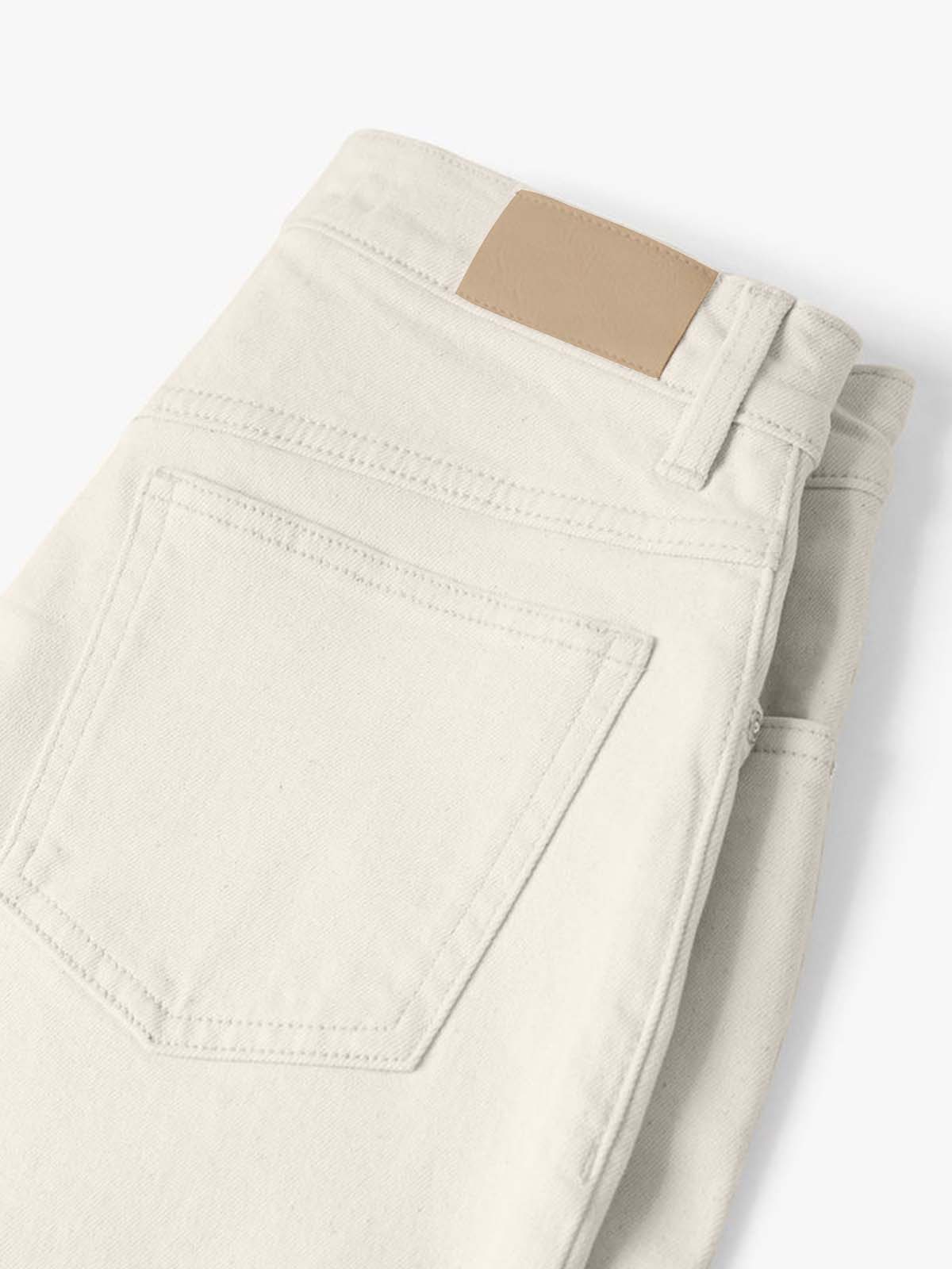 Cream Wide Leg Jeans