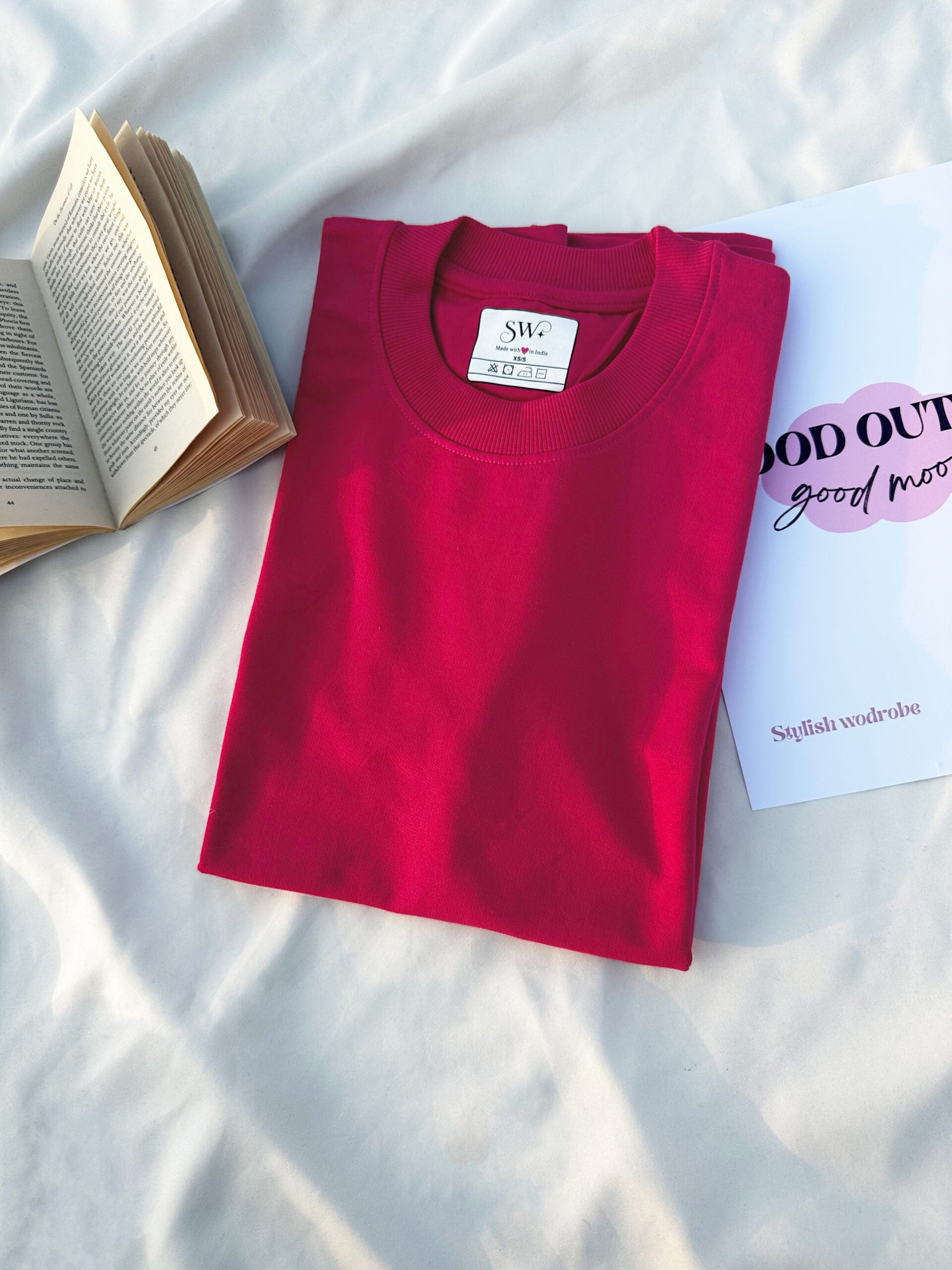 Fuchsia Oversized Drop Shoulder T-shirt