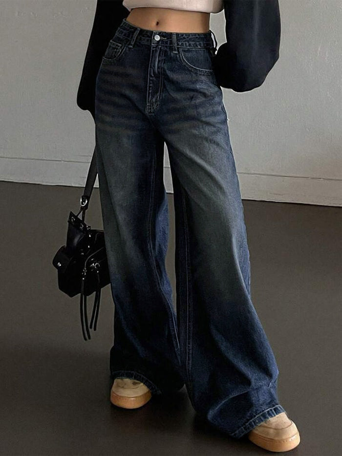 Space Blue Tinted Super Wide Leg Jeans