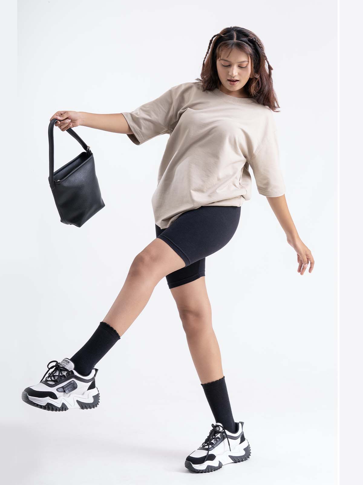 Beige Oversized Drop Shoulder T-shirt