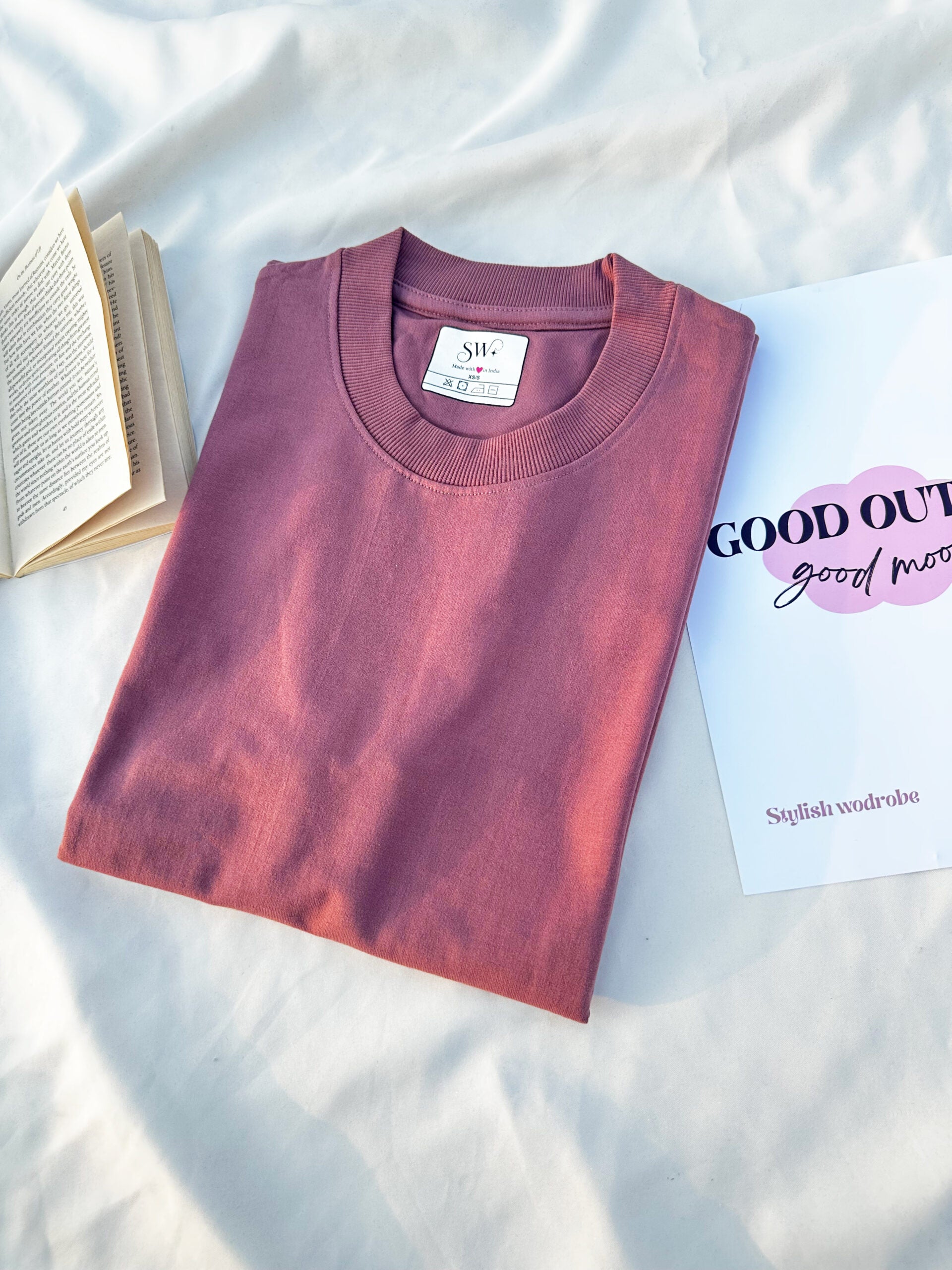 Mauve Oversized Drop Shoulder T-shirt