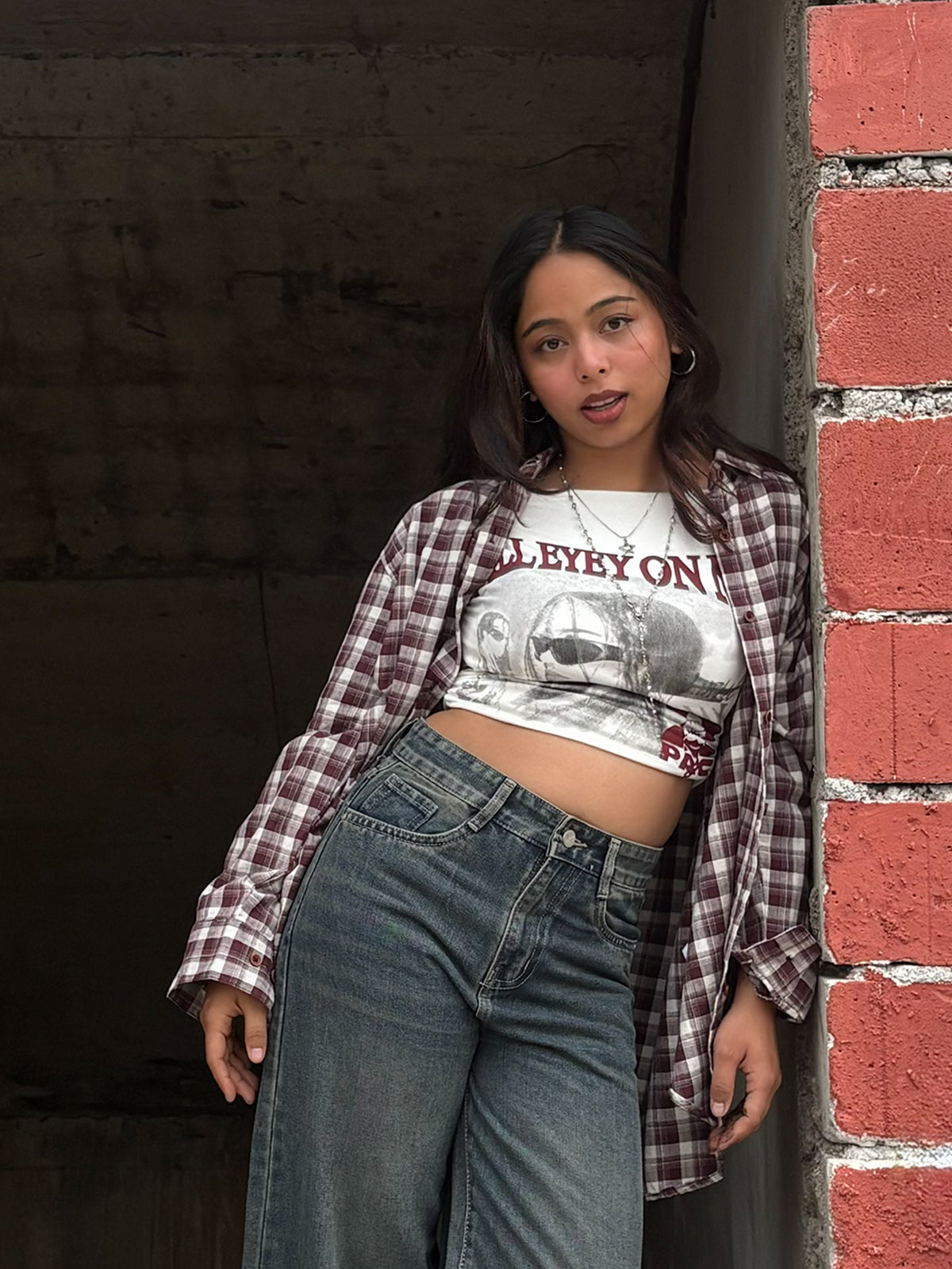 Rich Maroon Plaid Oversized Shirt
