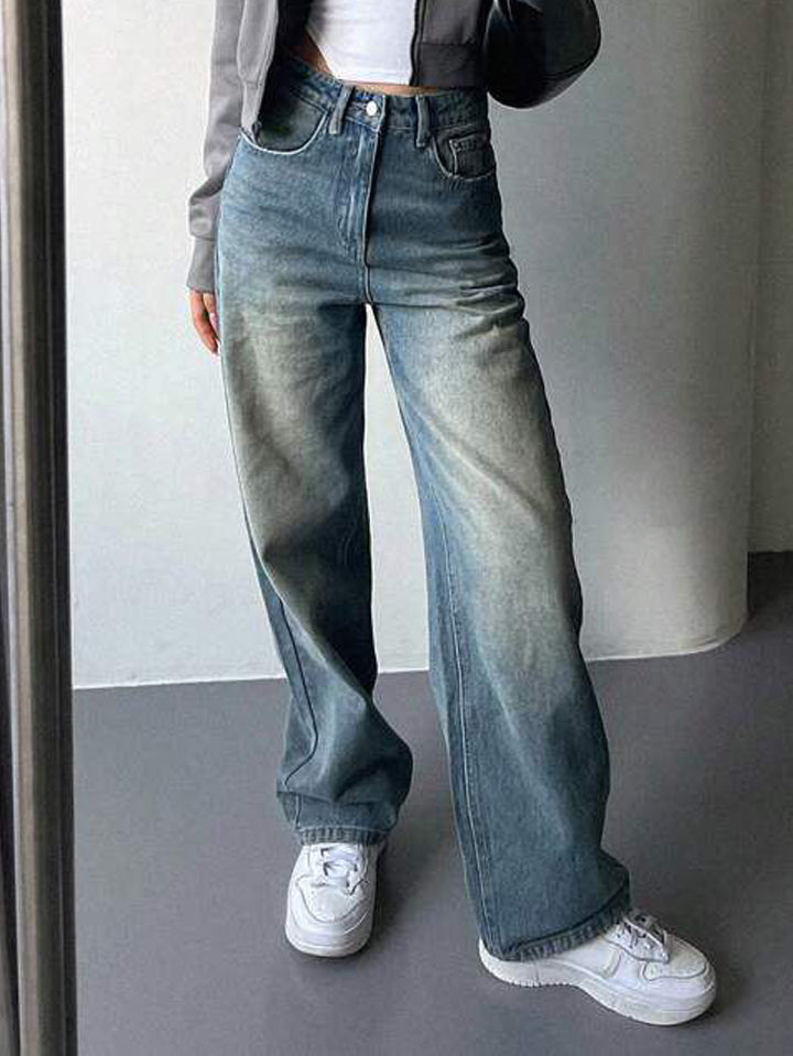 Dust Faded Blue washed Stretchable Straight leg Jeans