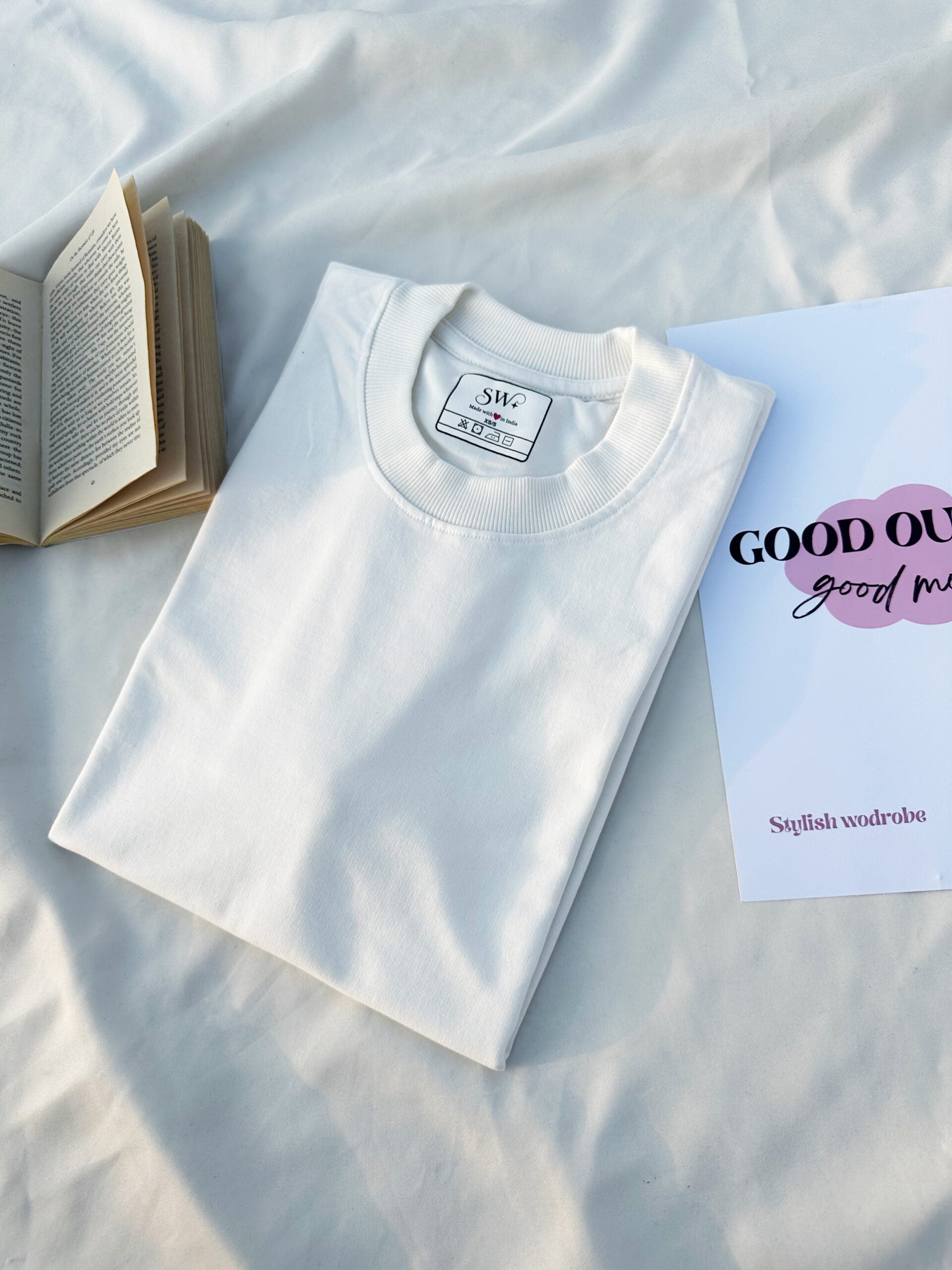 White Oversized Drop Shoulder T-shirt