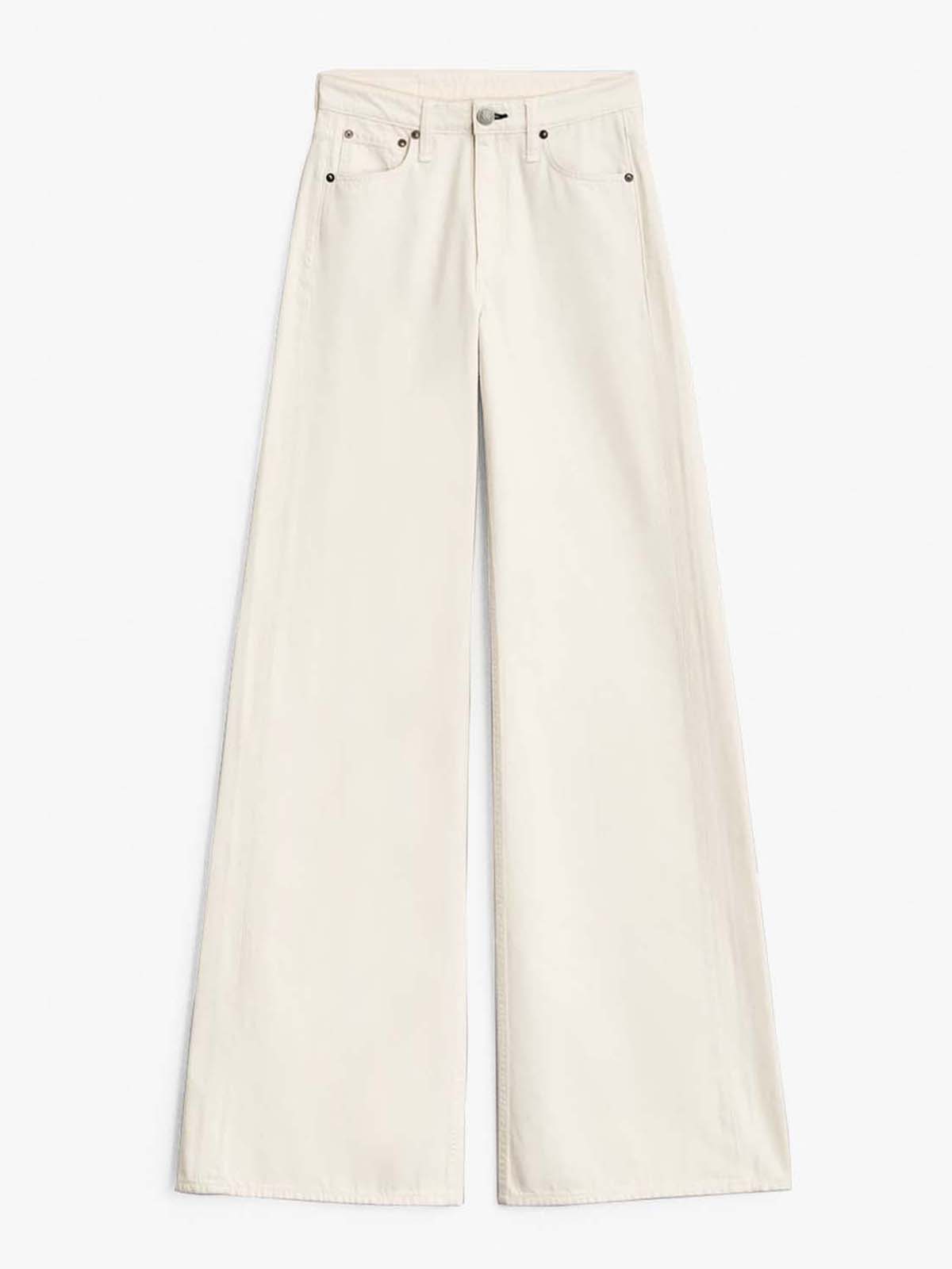 Cream Wide Leg Jeans