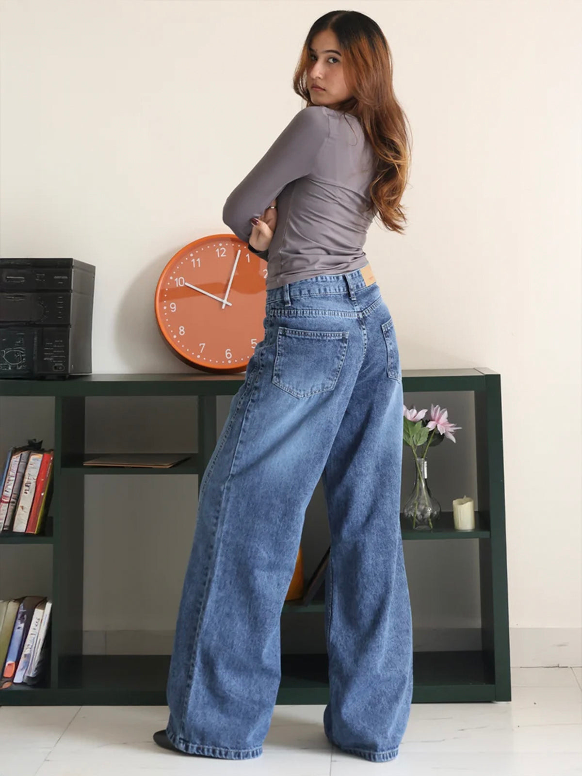 Breezy Blue Panelled Wide Leg Jeans
