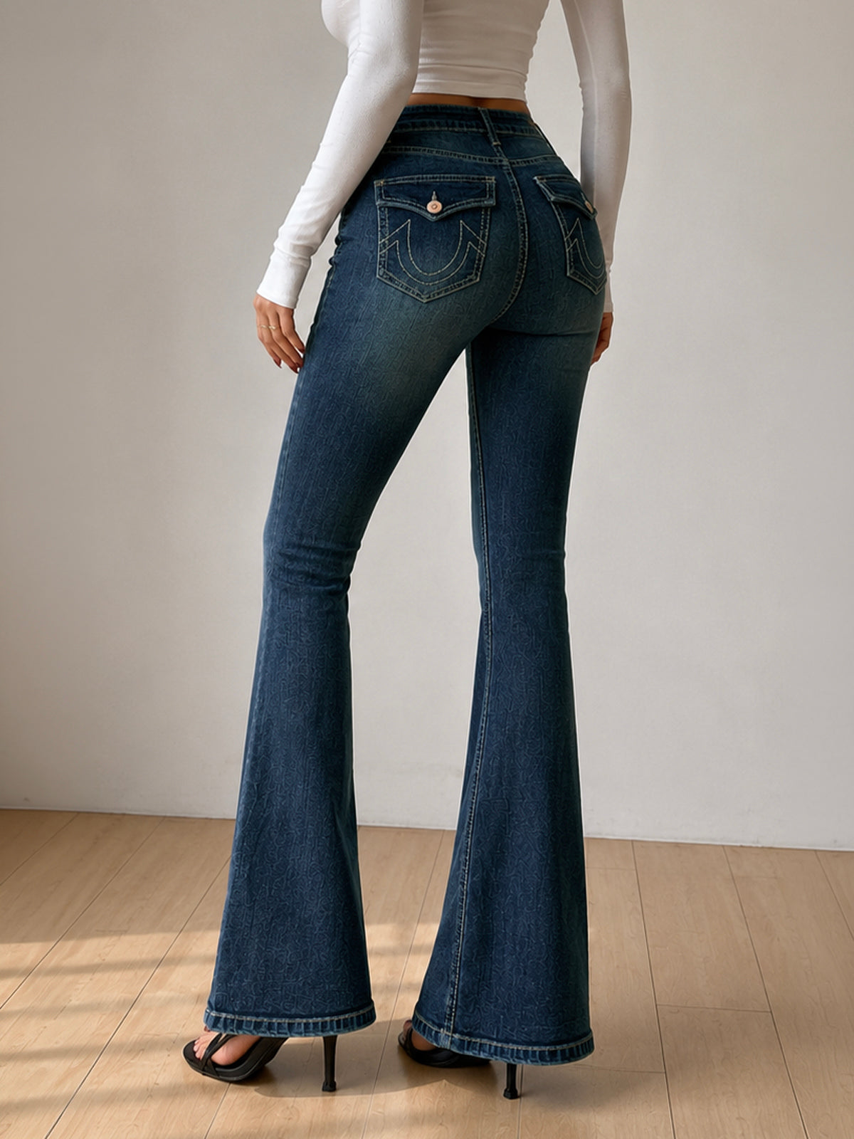 Northern Blue Flap Pocket Y2K Bootcut Jeans