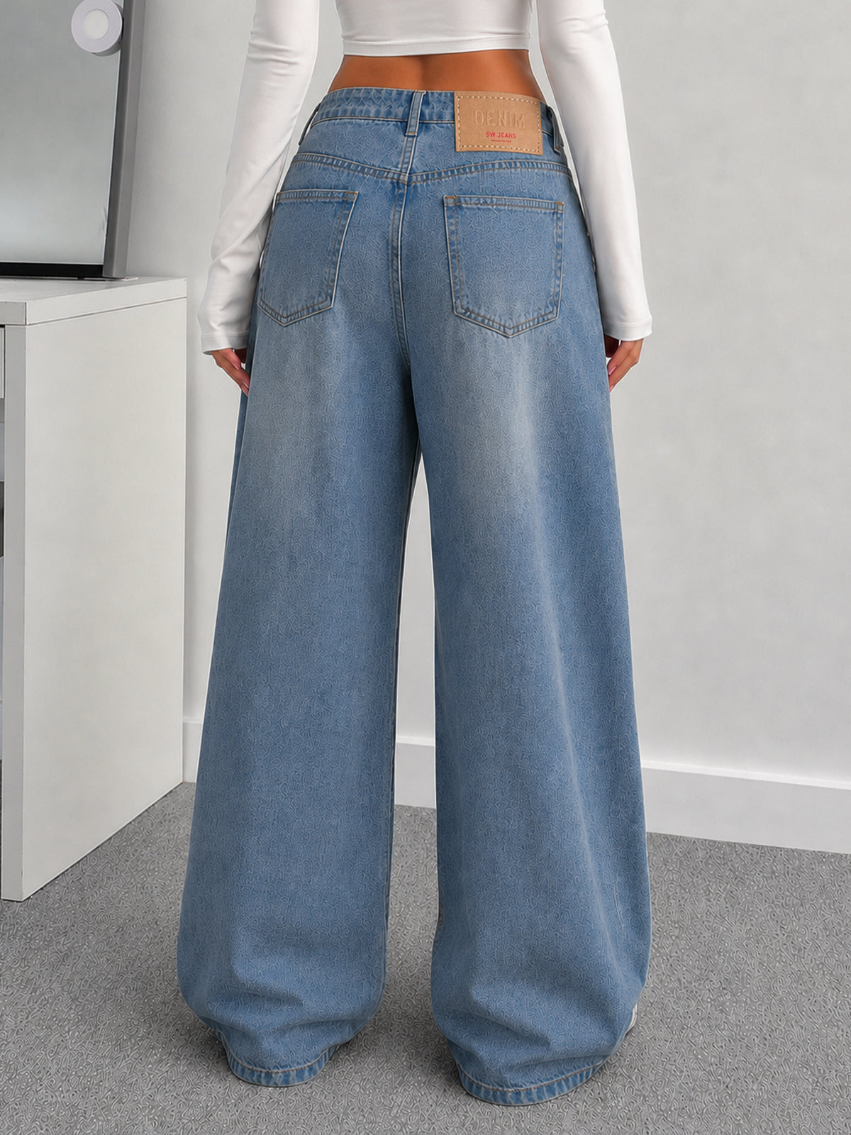 Riverside Blue Washed Super Wide Leg Jeans