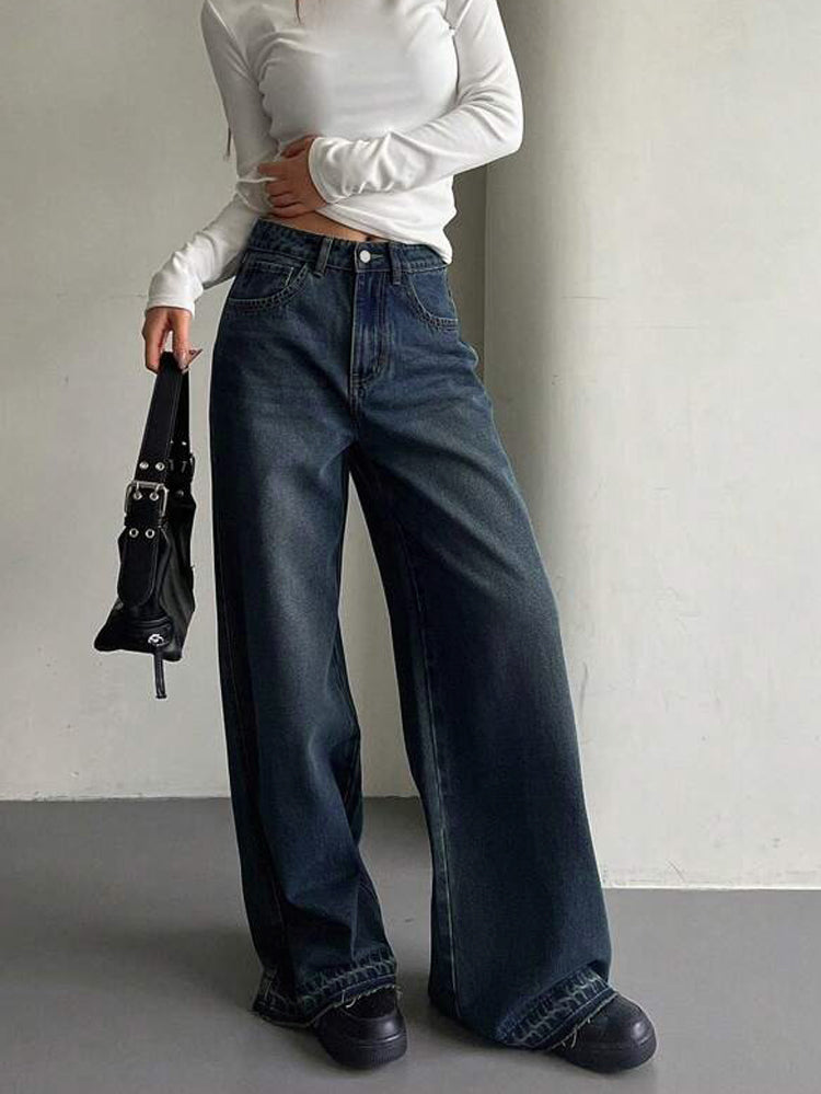 Shadow Blue Washed Y2K Super Wide Leg Jeans