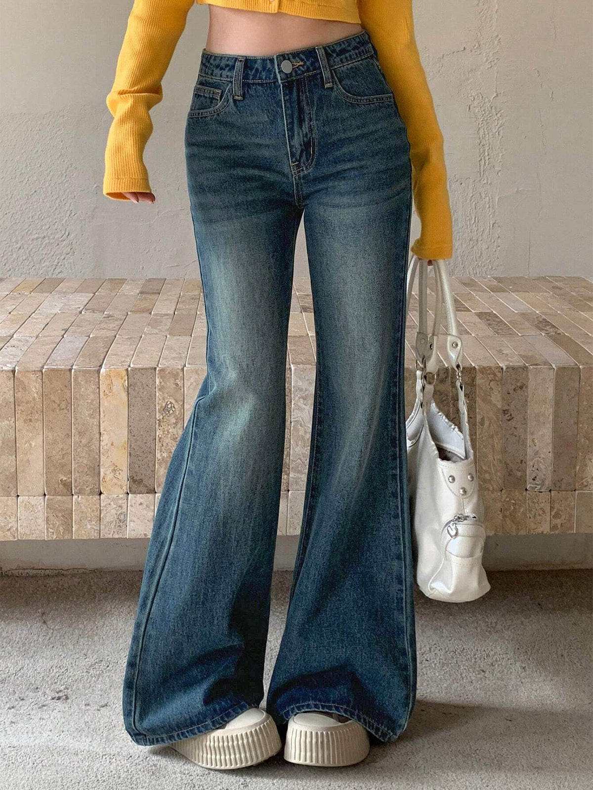 Twilight Green Tinted Y2K Bootcut Jeans