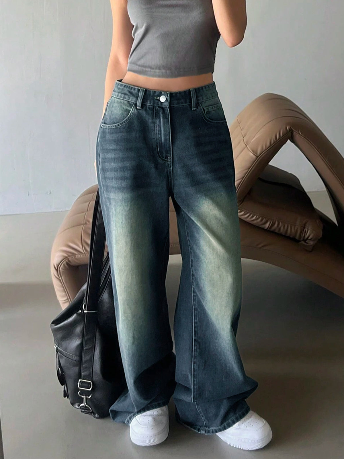 Astral Blue Washed Wide Leg Jeans