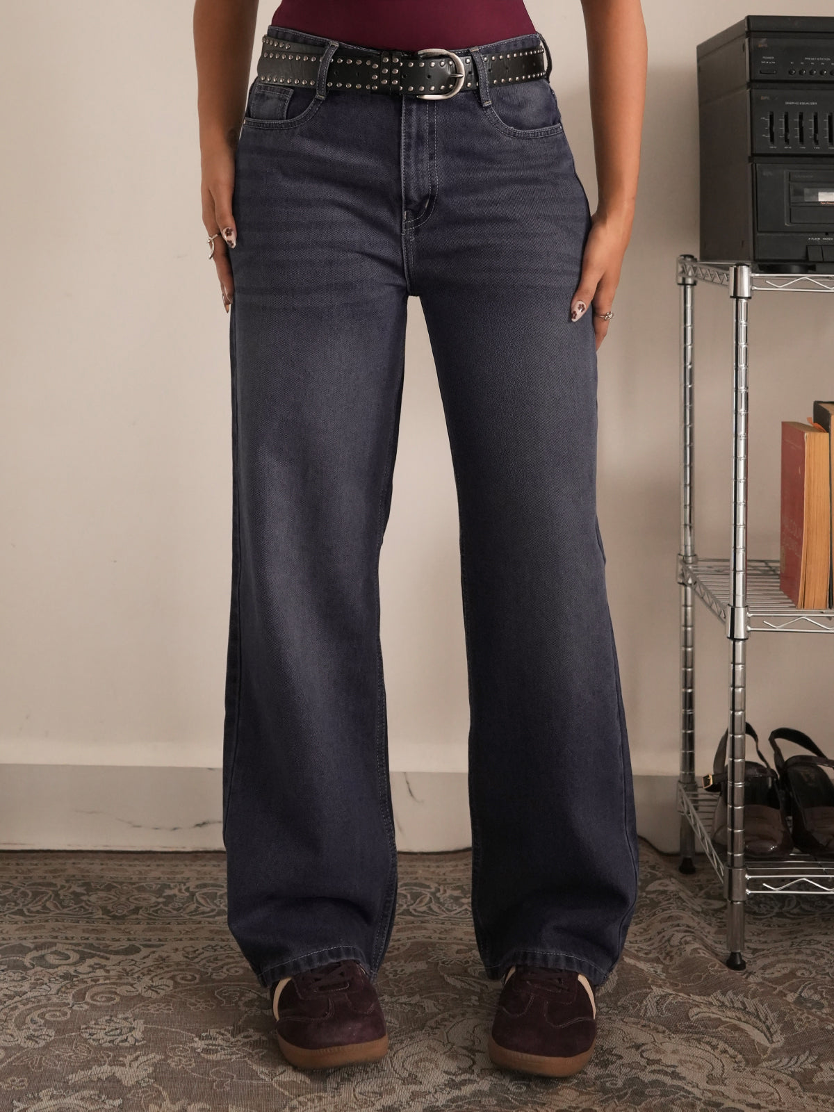 Indigo dusk blue tinted straight leg jeans