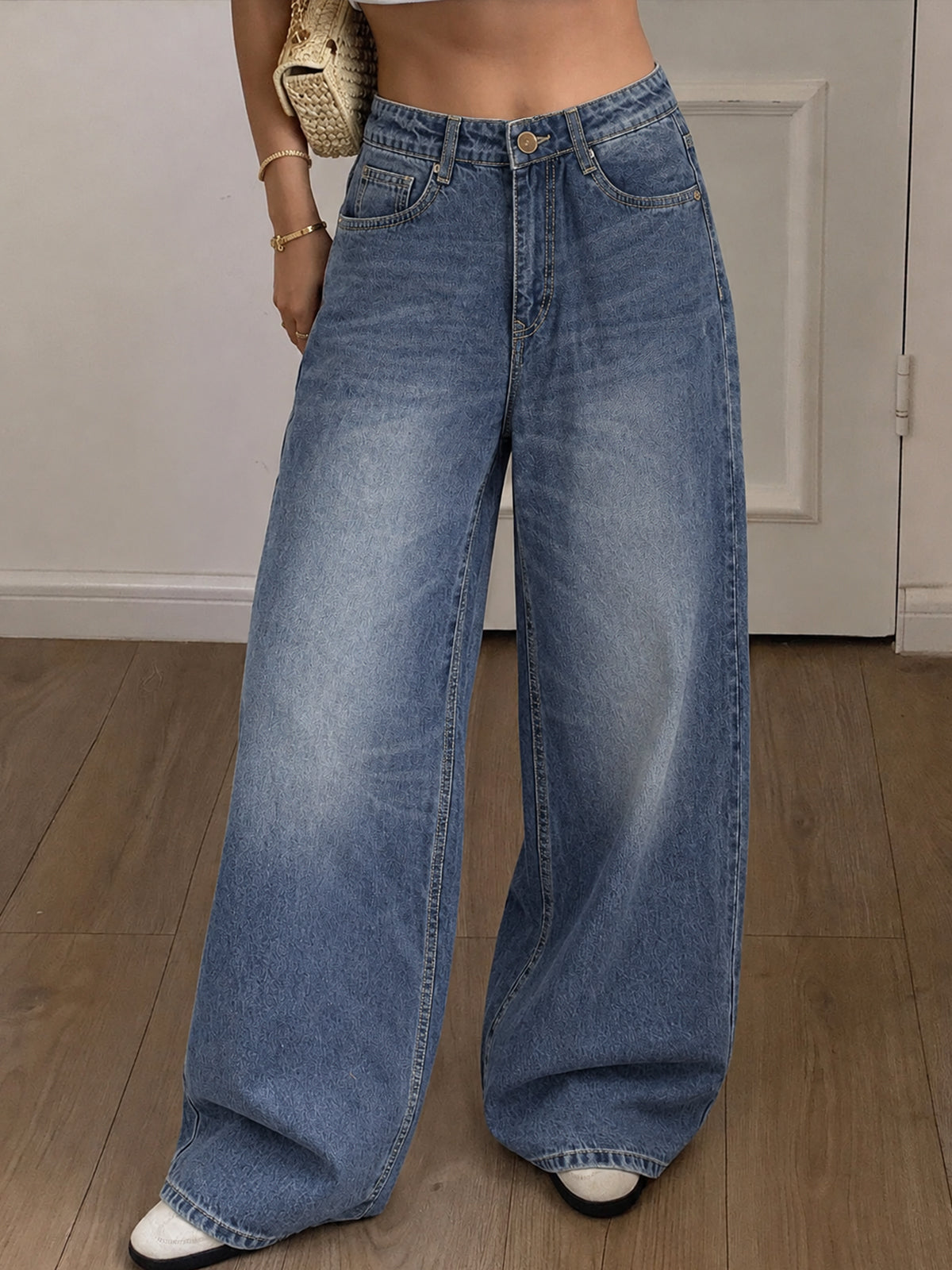 Nova Blue Whisker Wide Leg Jeans