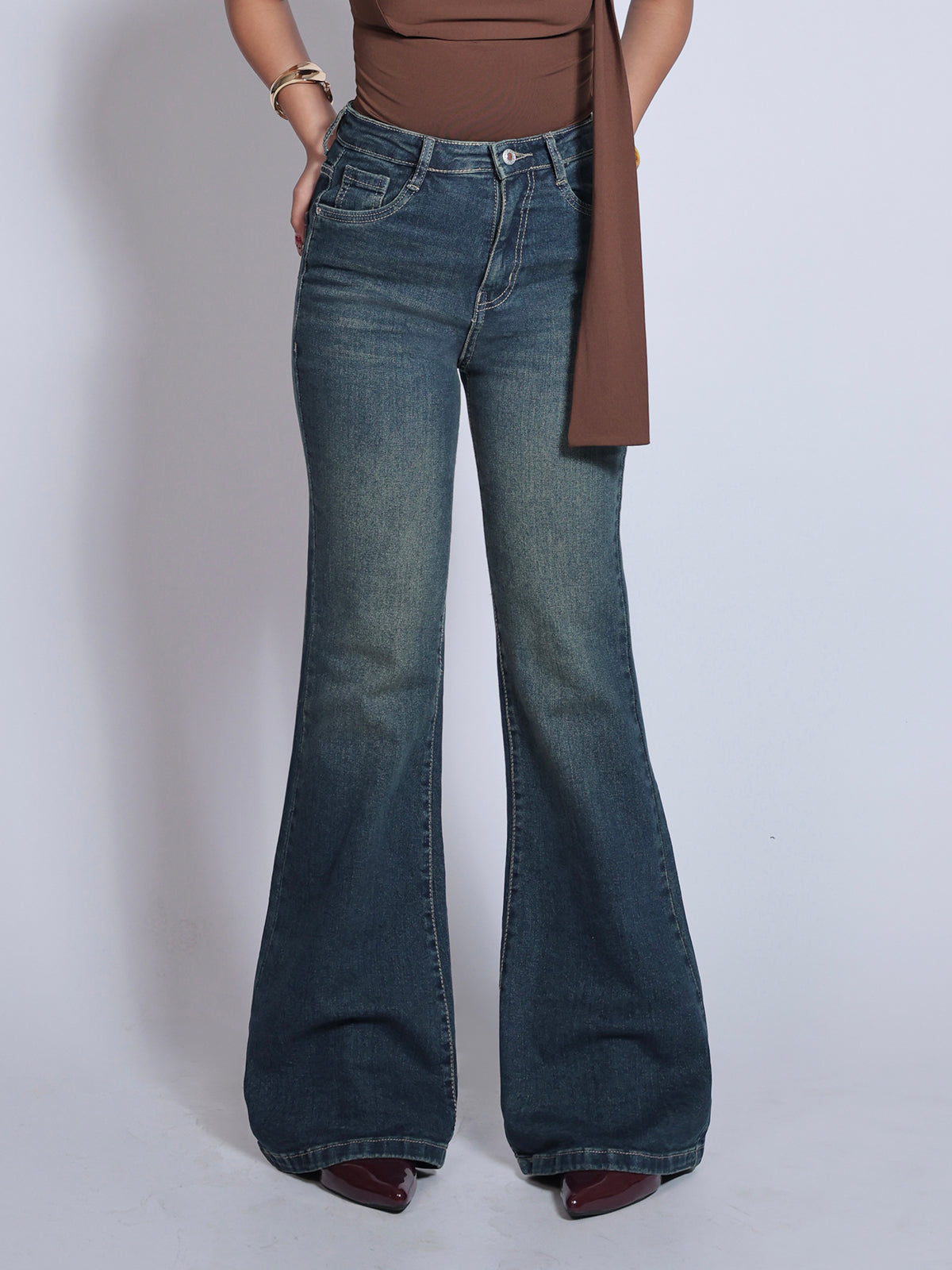 Premium  Deep Sea Blue Washed Bootcut Jeans