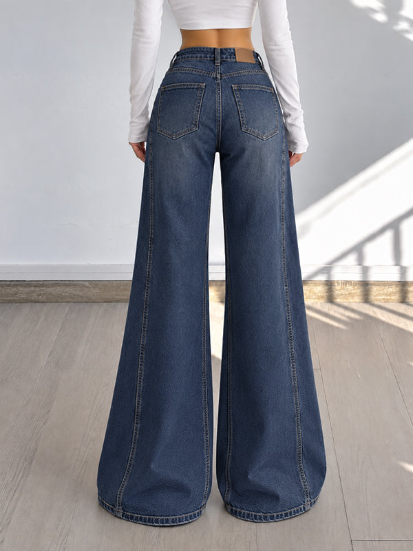 Twilight Blue Side Panelled Ultra Wide Leg Jeans