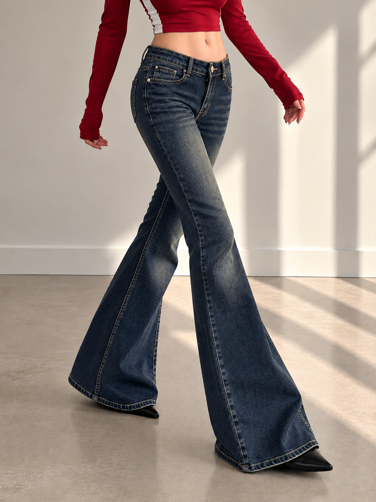 Nile Blue Whisker Bootcut Jeans