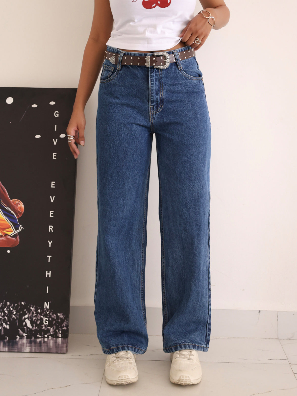 Cosmos Blue Tinted Straight Leg Jeans