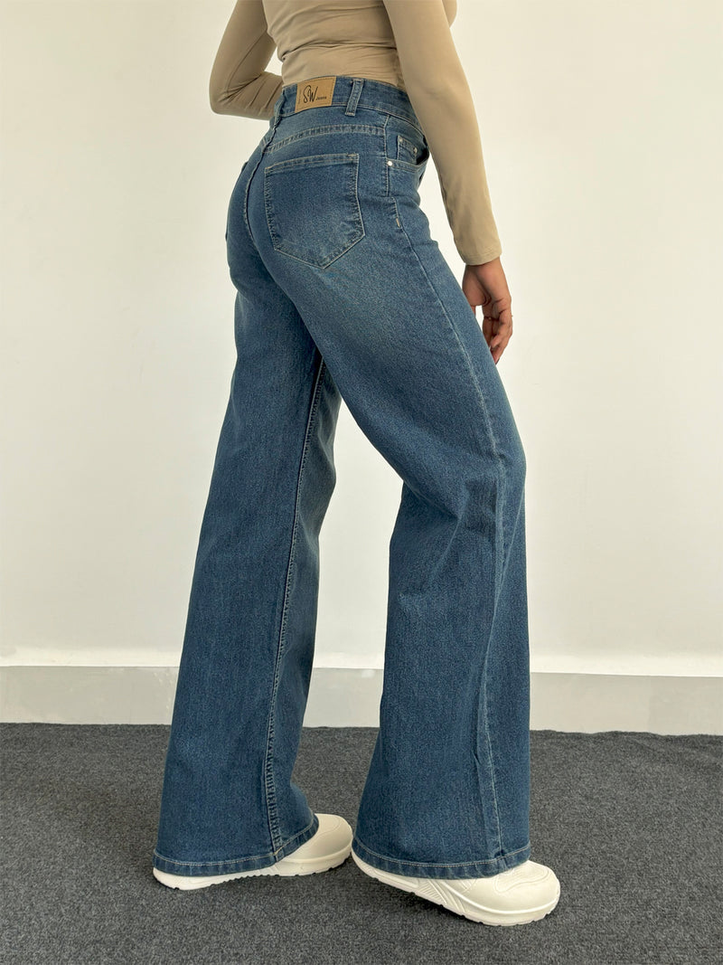 Vintage Cat Whisker Flared Jeans Slim Fit