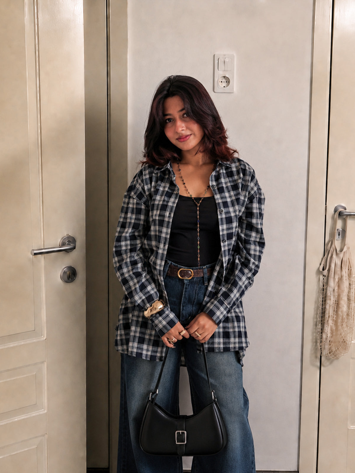 Oxford Blue Plaid Oversized Shirt