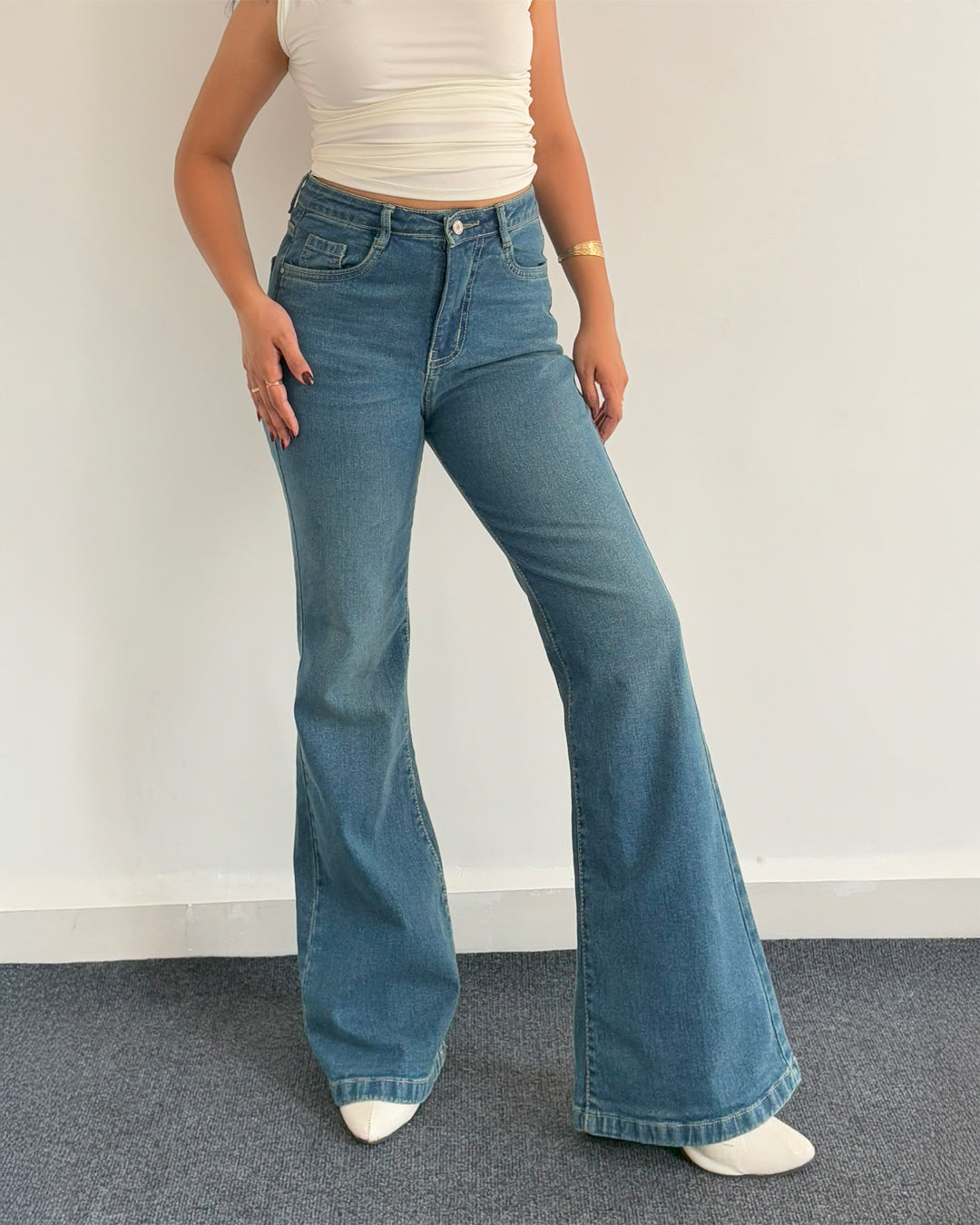 Premium Blue Vintage Washed Bootcut Jeans