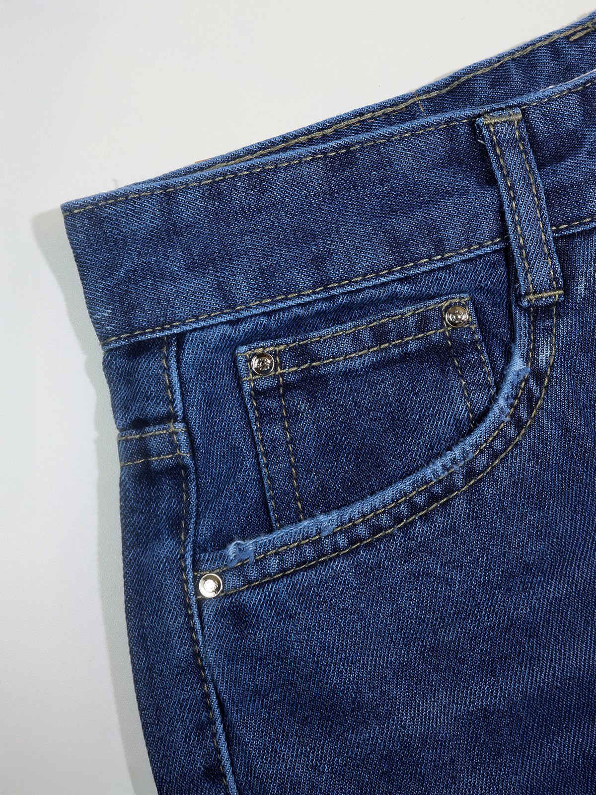 Dark Blue Washed Straight Leg Jeans