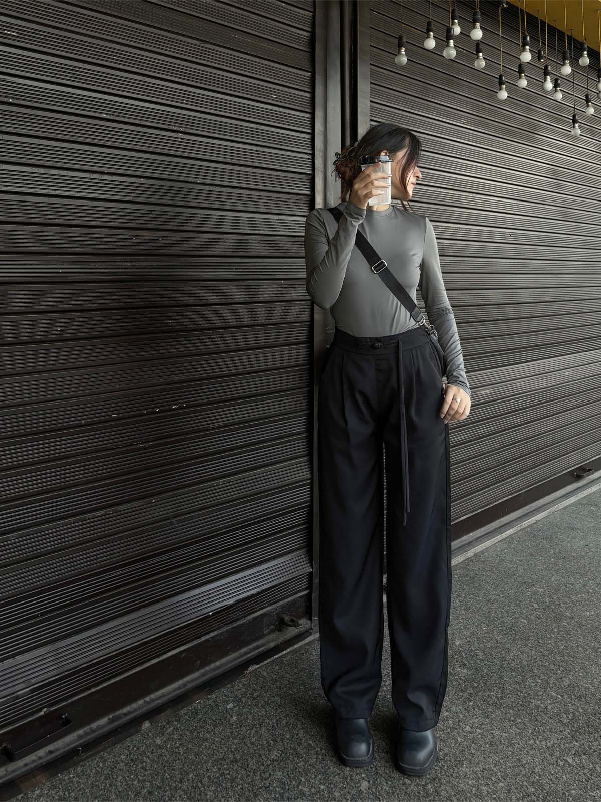 Black String Korean Pants